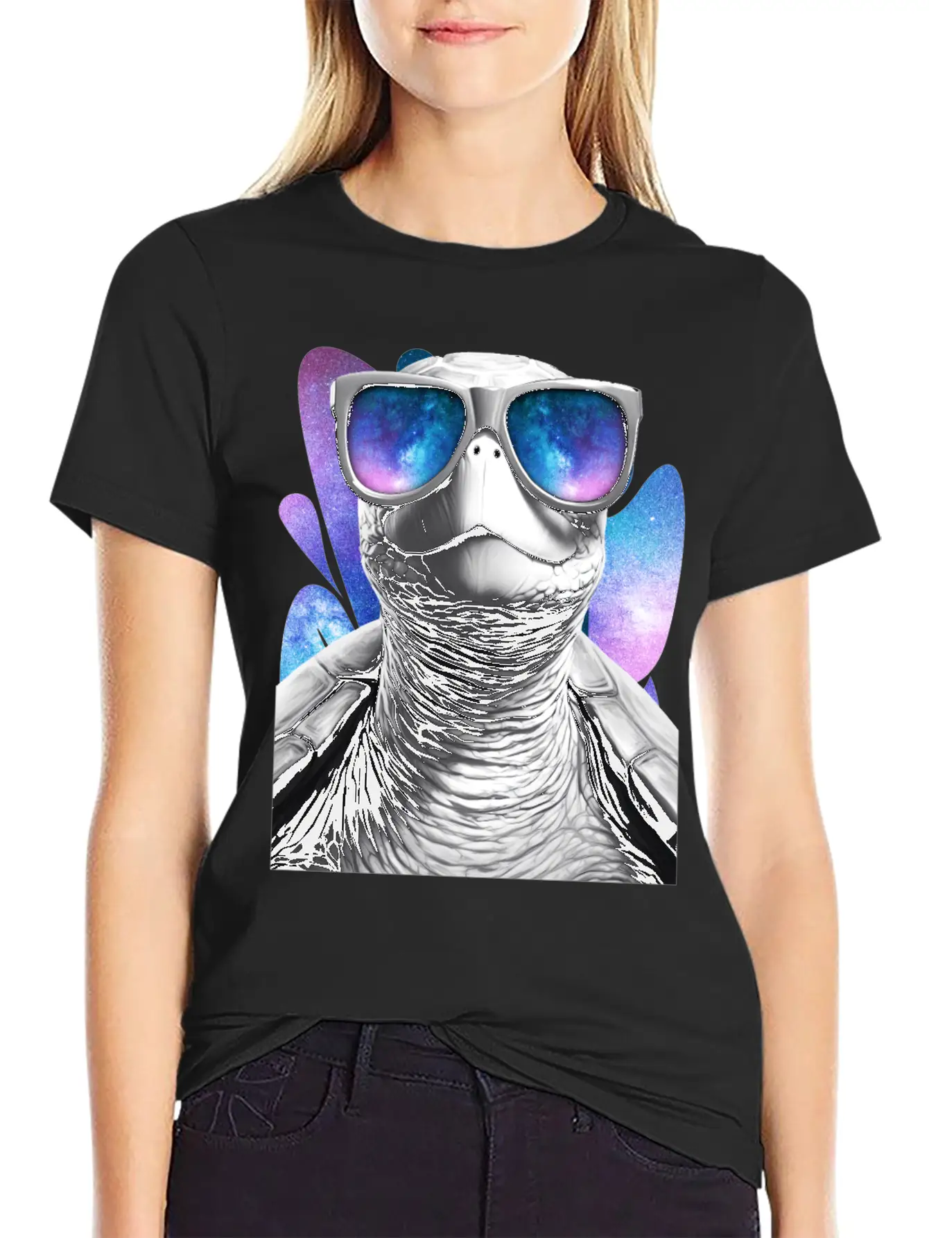 Turtle Space Glasses Vaporwave Galaxy Sunglasses Basic Graphic T-Shirt – Daily Comfort In Soft Cotton