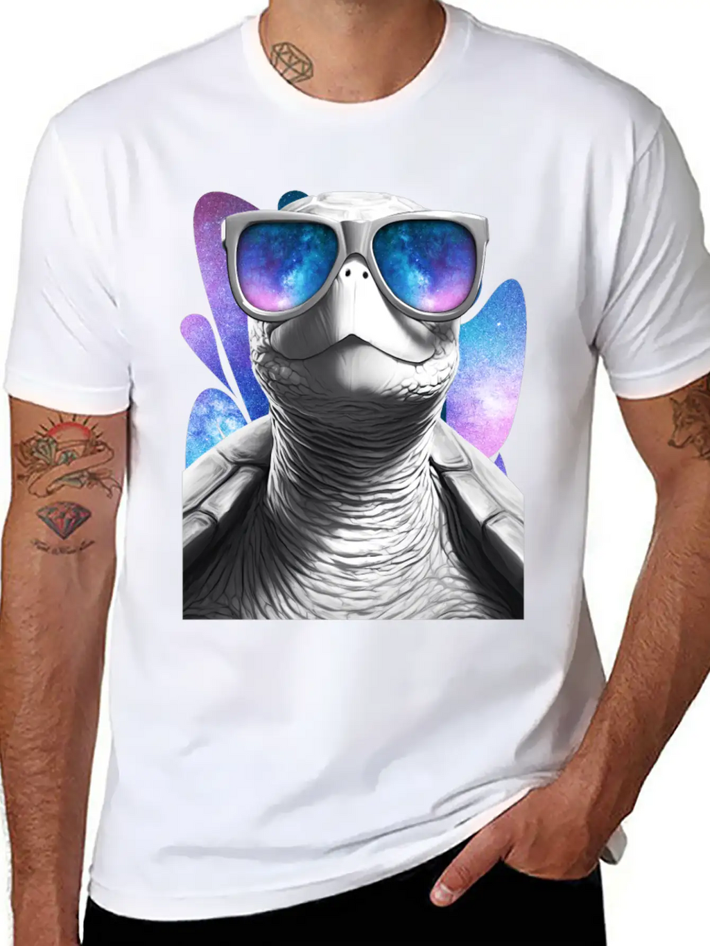 Turtle Space Glasses Vaporwave Galaxy Sunglasses Basic Graphic T-Shirt – Daily Comfort In Soft Cotton