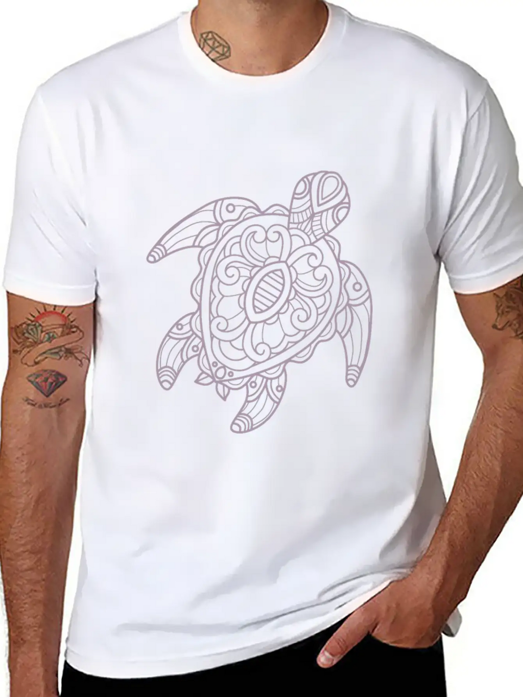 Turtle Tribal Art Drawing Stylish Everyday T-Shirt – Unisex Basic Cotton Tee