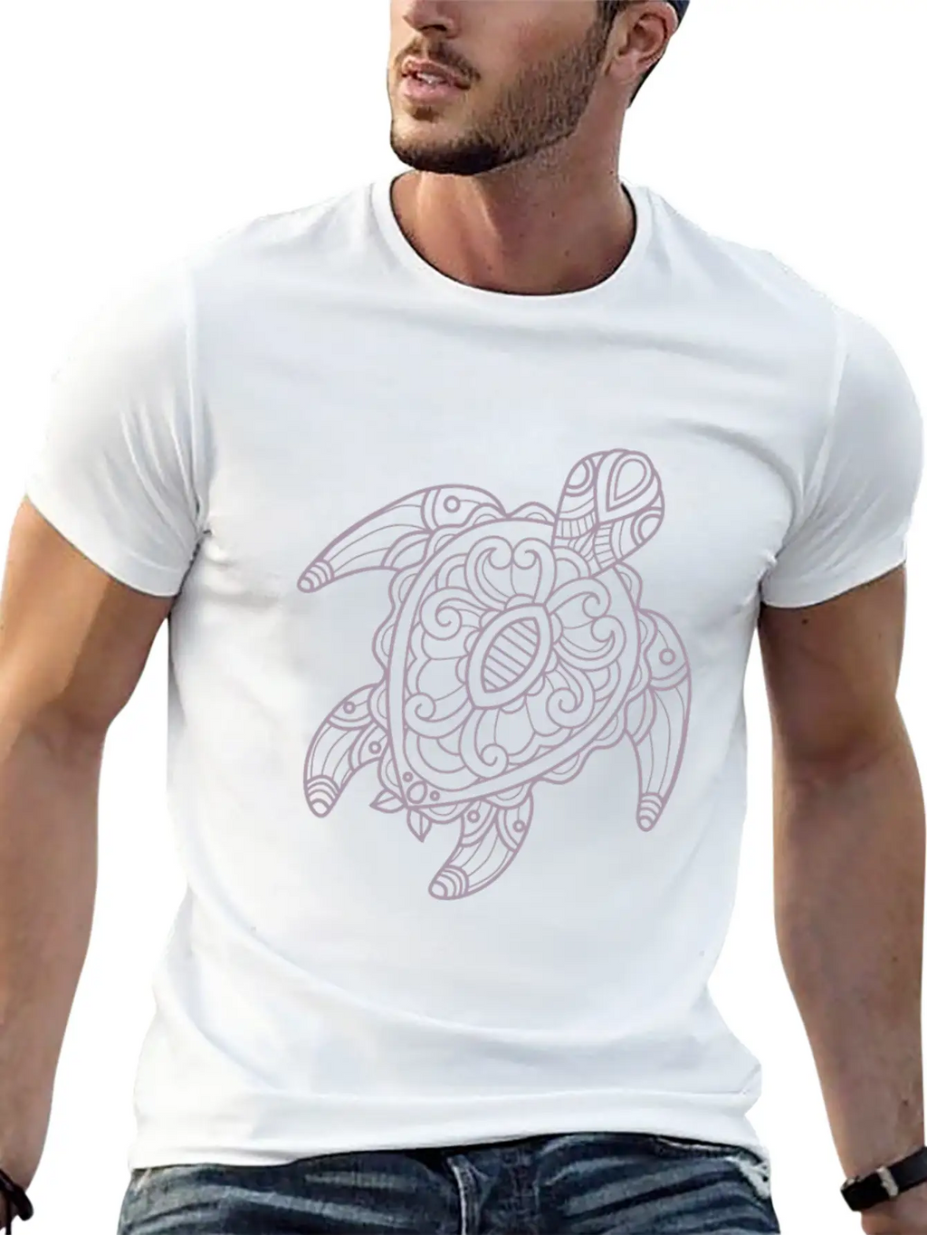 Turtle Tribal Art Drawing Stylish Everyday T-Shirt – Unisex Basic Cotton Tee