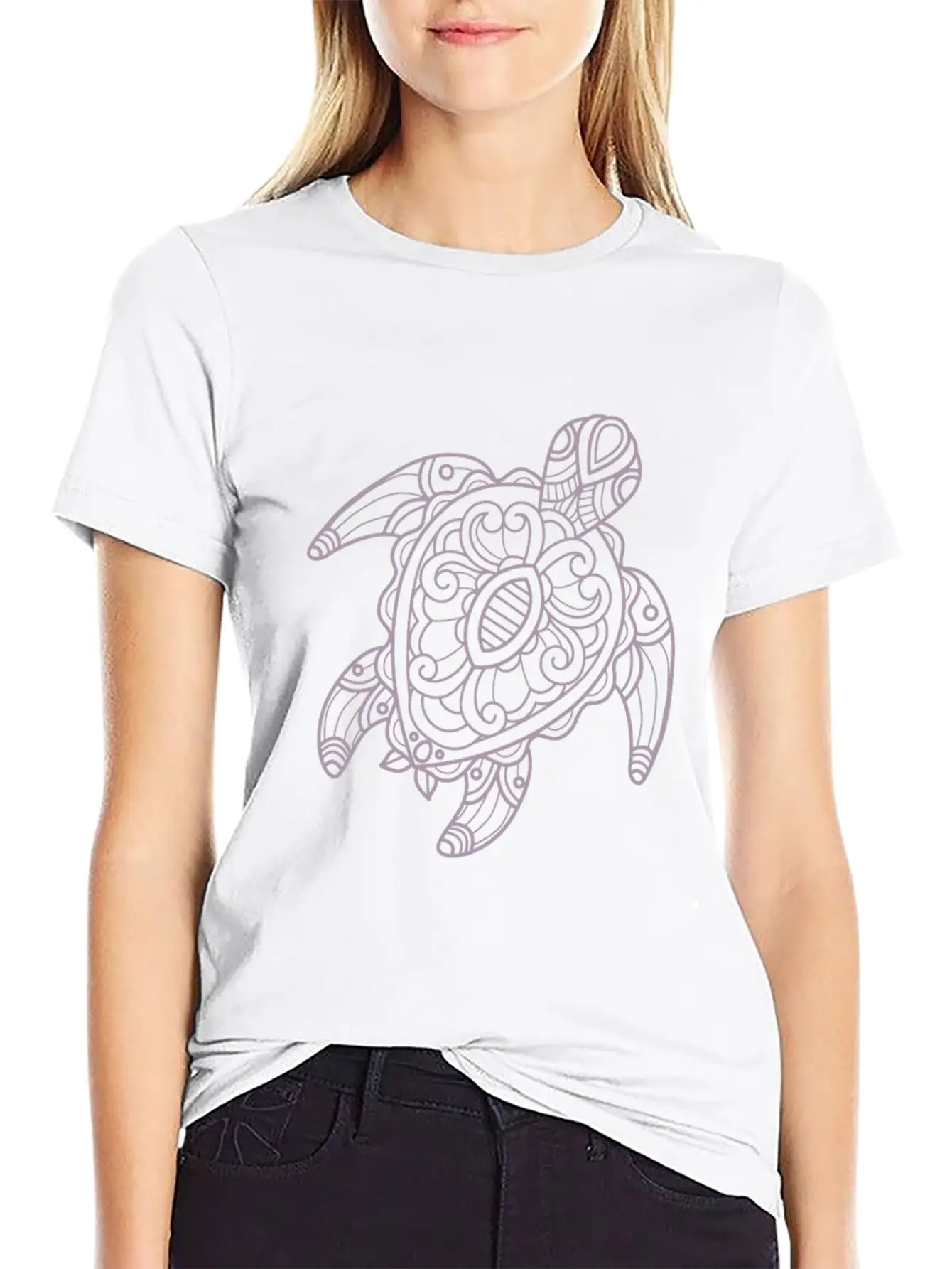 Turtle Tribal Art Drawing Stylish Everyday T-Shirt – Unisex Basic Cotton Tee