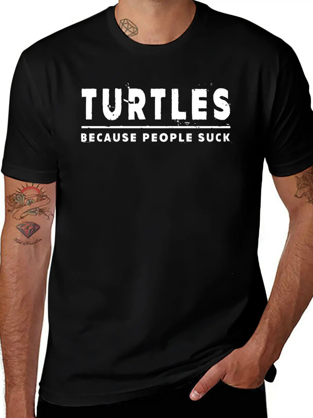 Turtles, Because People Suck - Turtle Unisex Casual T-Shirt – Clean Design For Daily Comfort