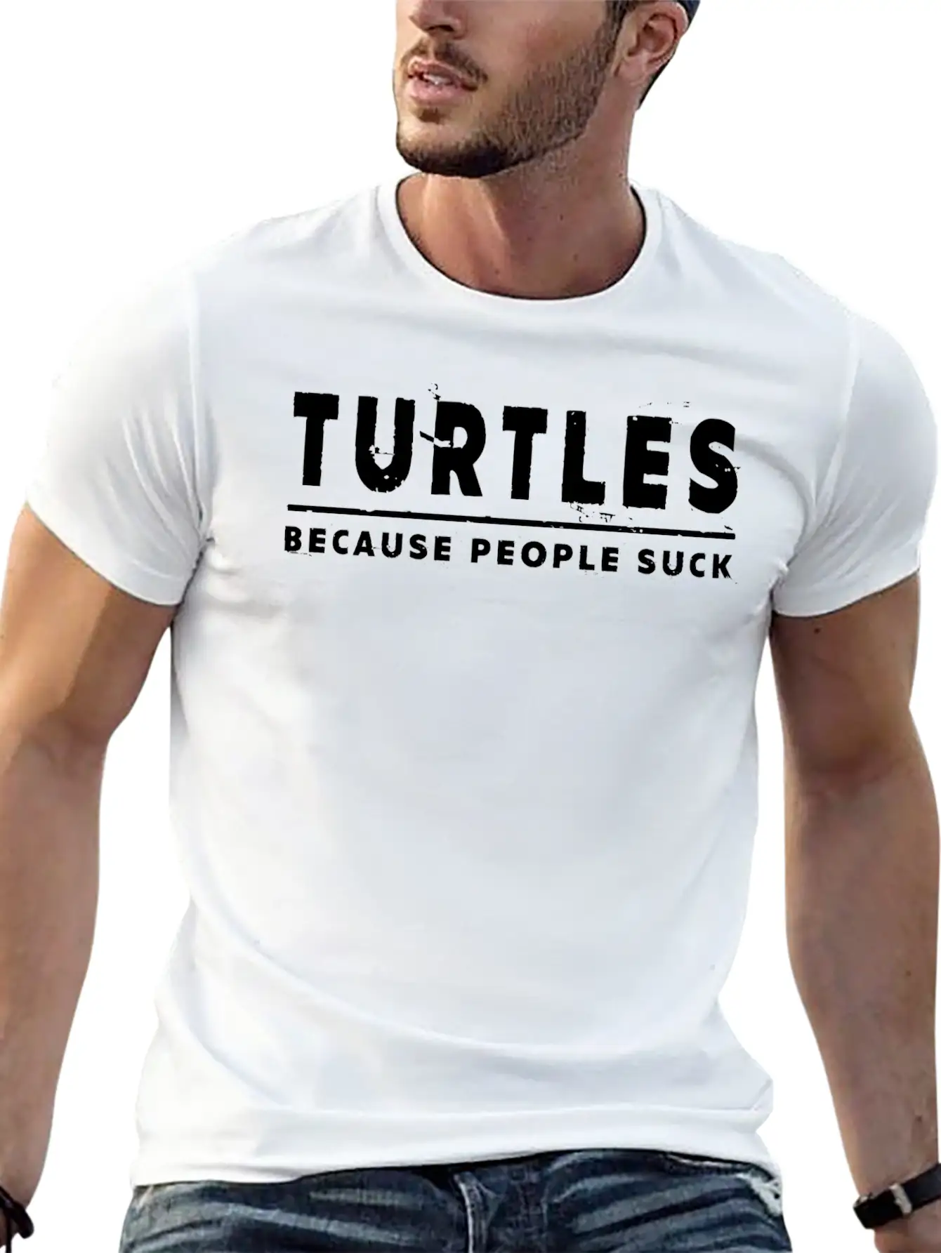 Turtles, Because People Suck - Turtle Unisex Casual T-Shirt – Clean Design For Daily Comfort