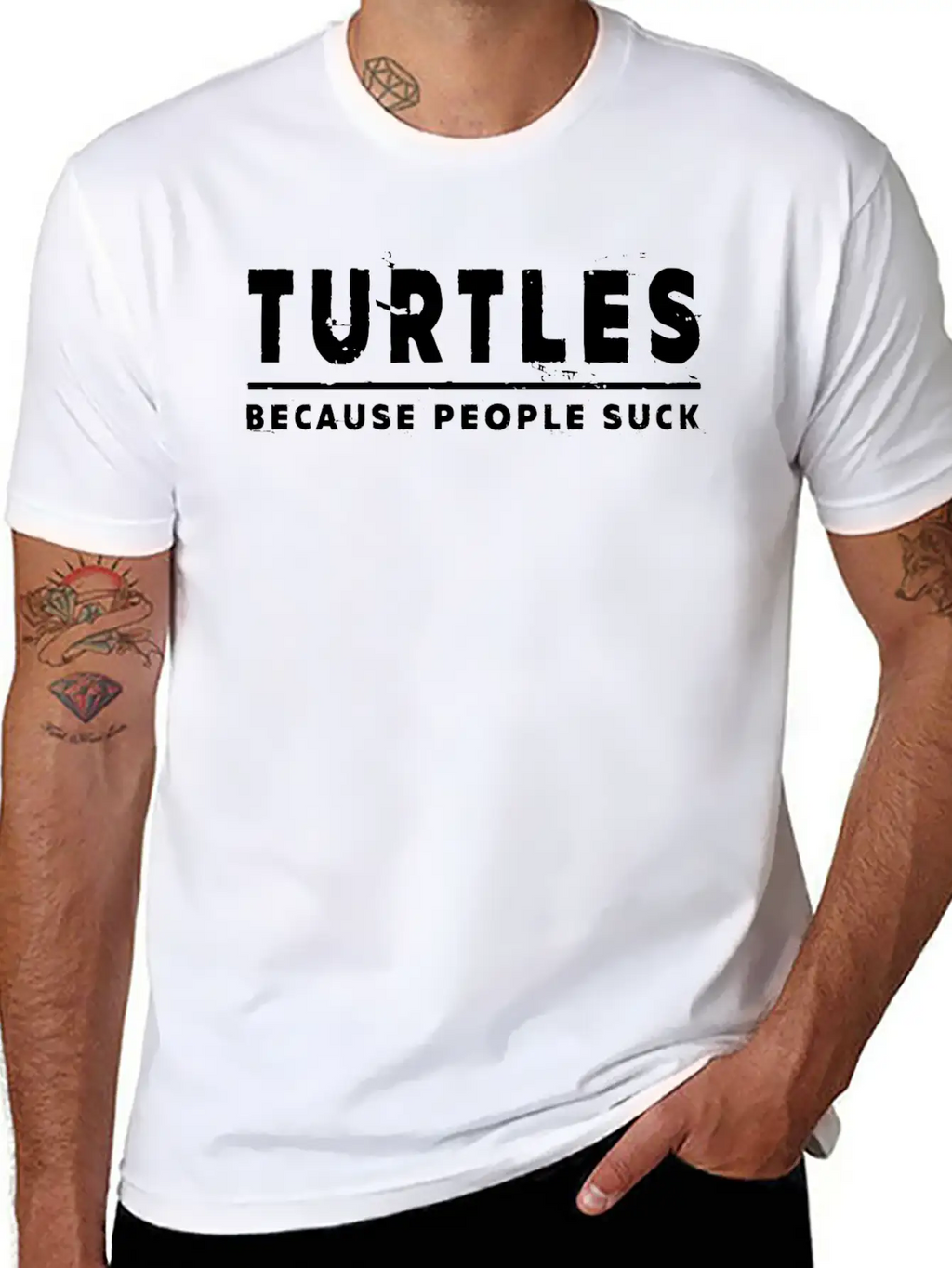 Turtles, Because People Suck - Turtle Unisex Casual T-Shirt – Clean Design For Daily Comfort