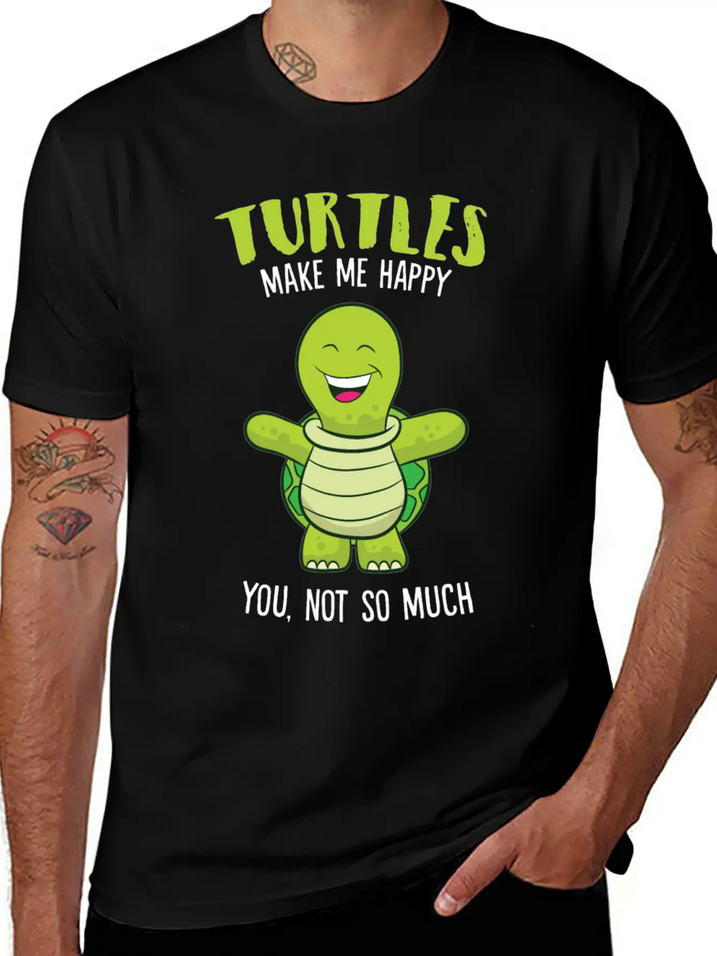 Turtles Make Me Happy Funny Turtle Relaxed Everyday Tee – Lightweight And Durable Cotton