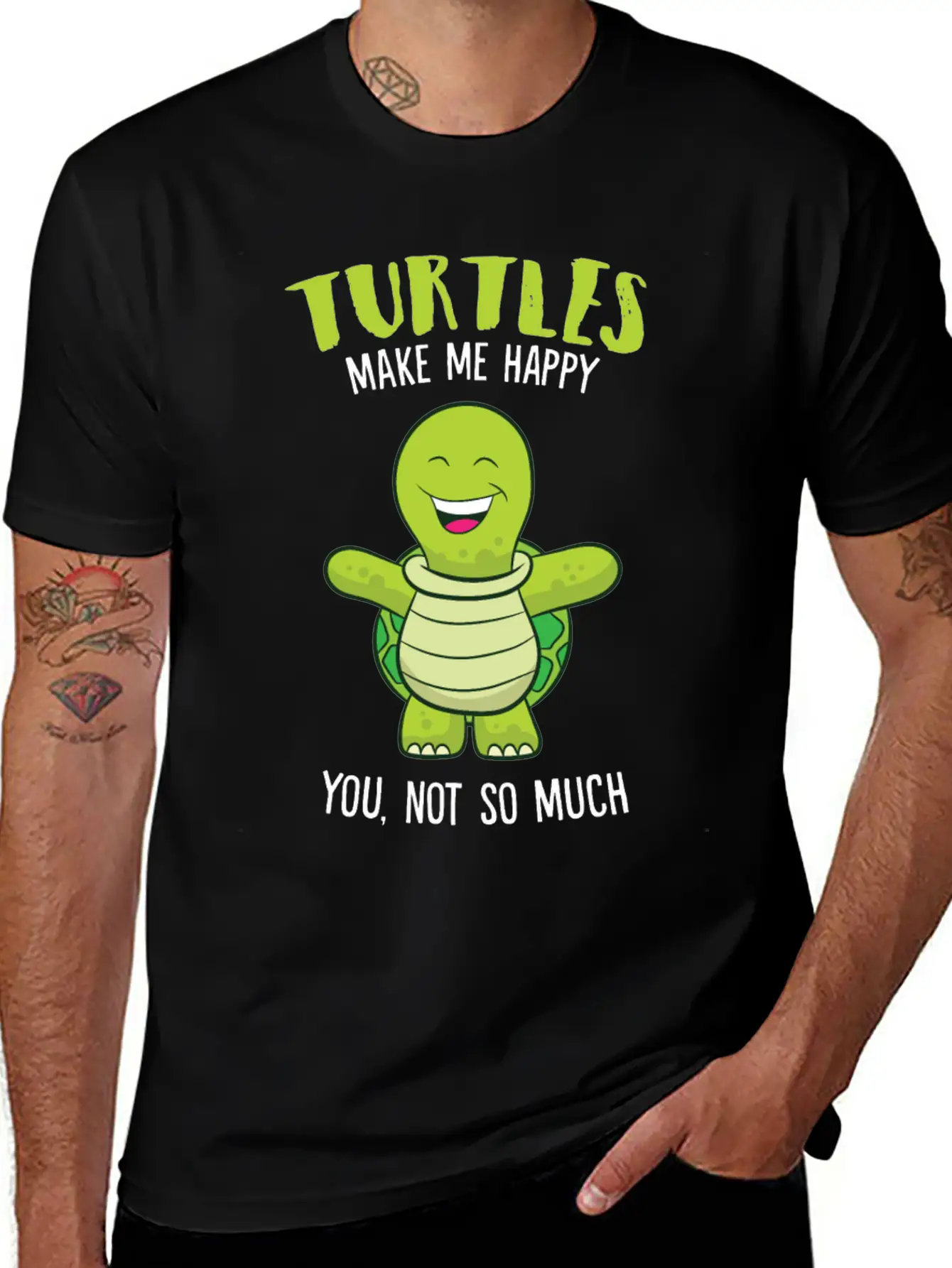 Turtles Make Me Happy Funny Turtle Relaxed Everyday Tee – Lightweight And Durable Cotton