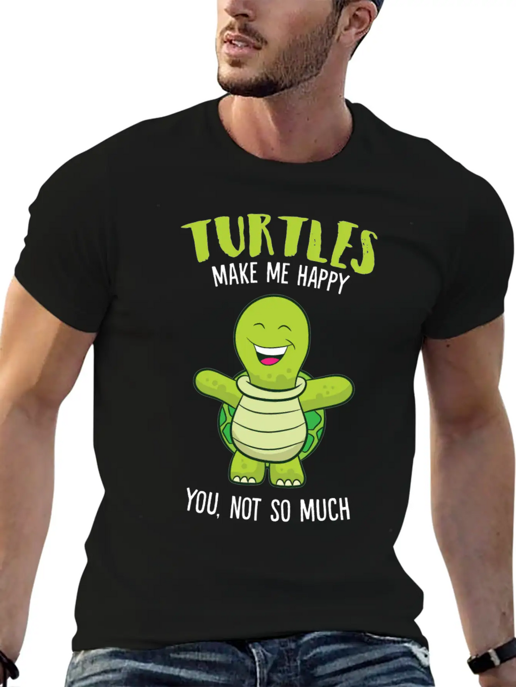 Turtles Make Me Happy Funny Turtle Relaxed Everyday Tee – Lightweight And Durable Cotton