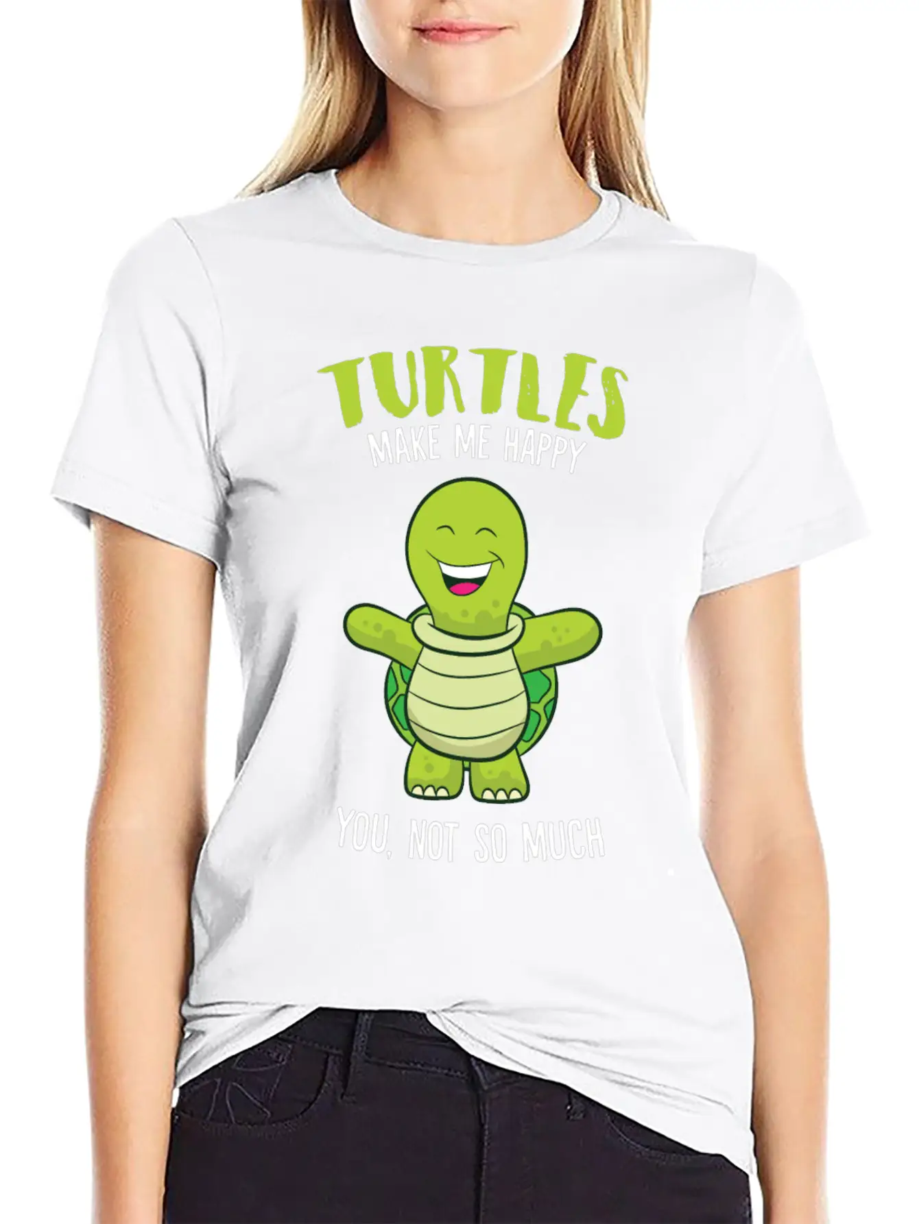 Turtles Make Me Happy Funny Turtle Relaxed Everyday Tee – Lightweight And Durable Cotton
