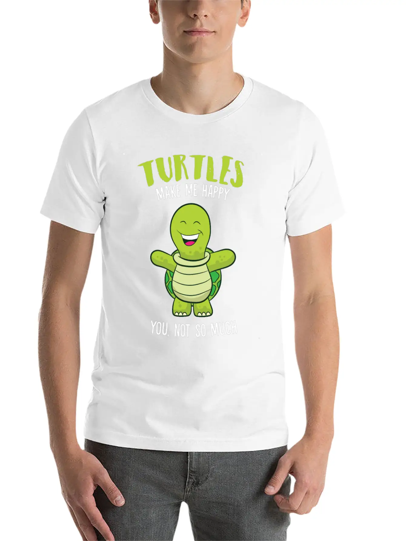Turtles Make Me Happy Funny Turtle Relaxed Everyday Tee – Lightweight And Durable Cotton