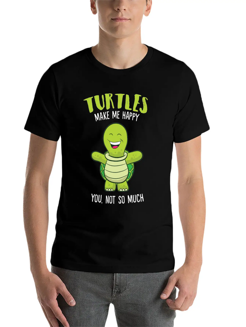 Turtles Make Me Happy Funny Turtle Relaxed Everyday Tee – Lightweight And Durable Cotton