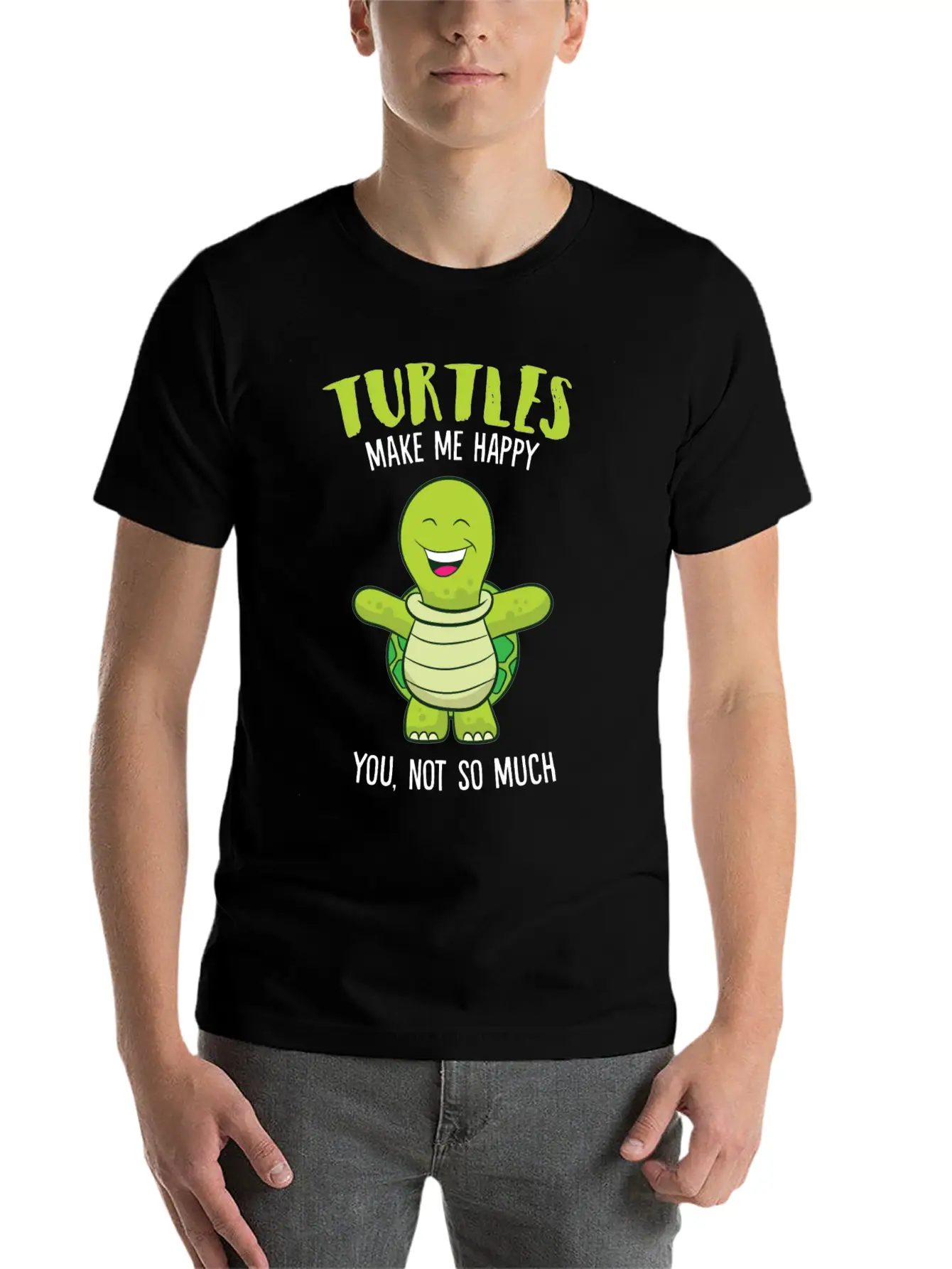 Turtles Make Me Happy Funny Turtle Relaxed Everyday Tee – Lightweight And Durable Cotton