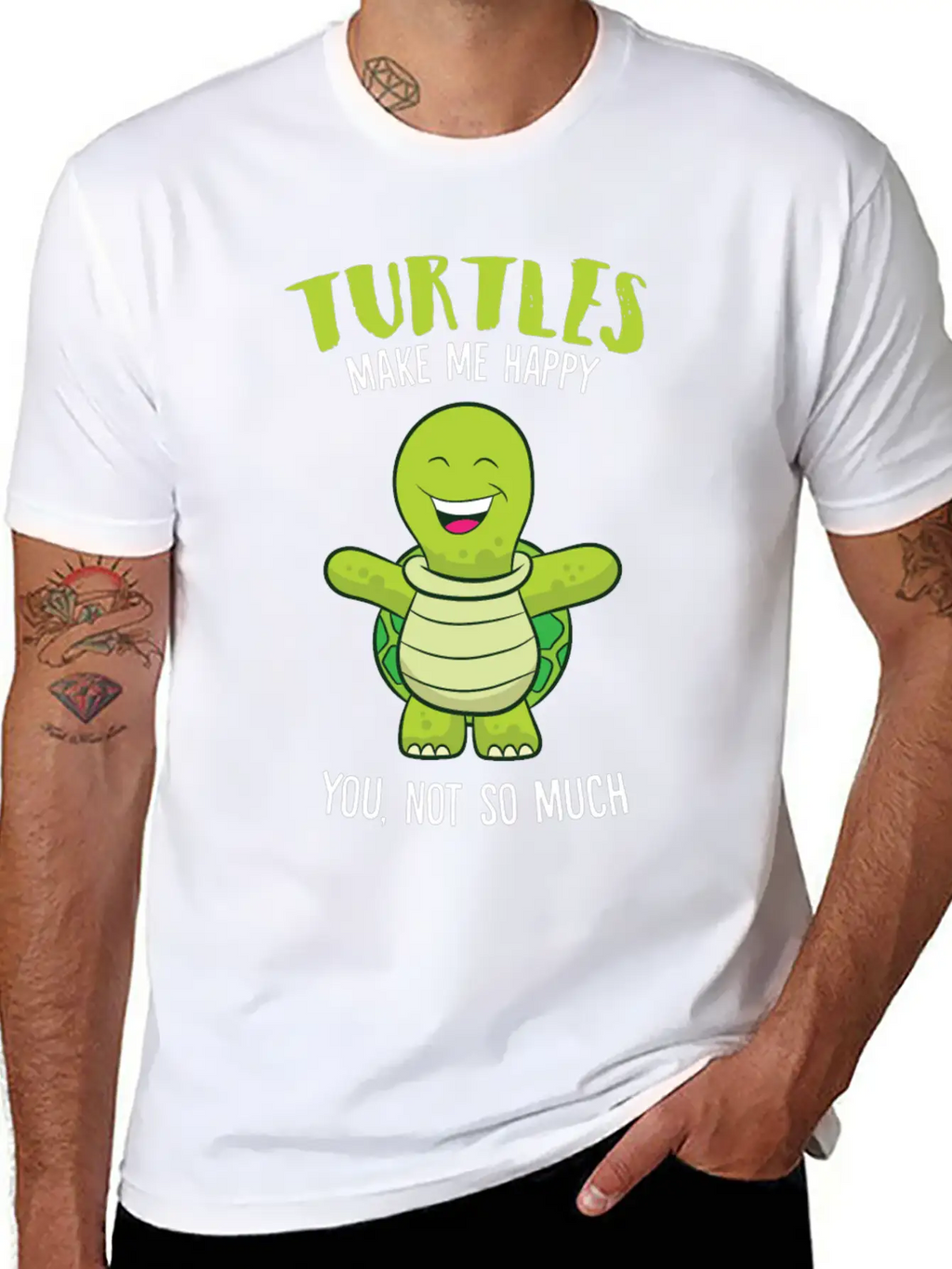 Turtles Make Me Happy Funny Turtle Relaxed Everyday Tee – Lightweight And Durable Cotton