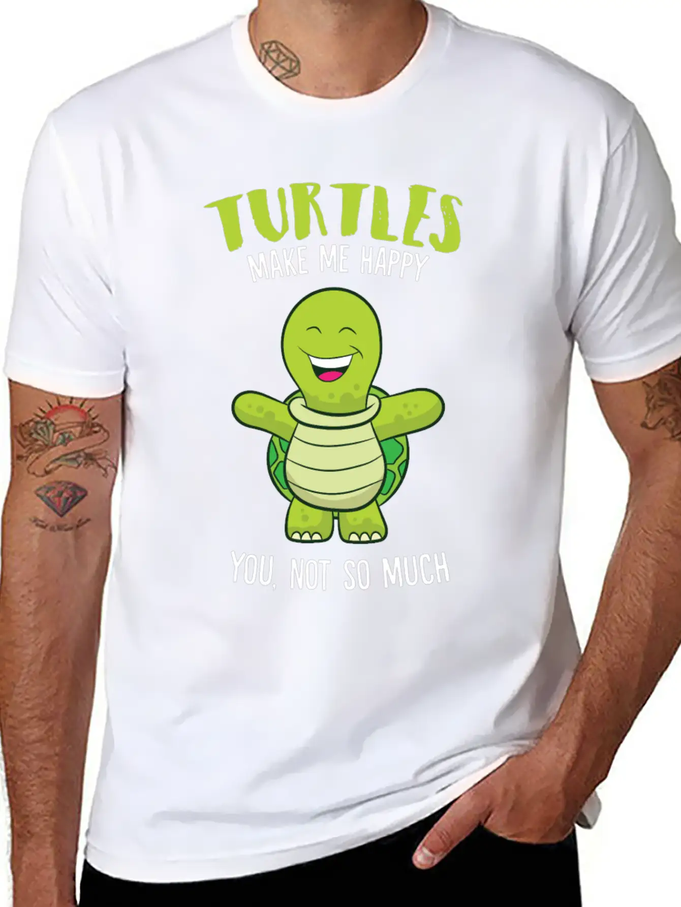 Turtles Make Me Happy Funny Turtle Relaxed Everyday Tee – Lightweight And Durable Cotton