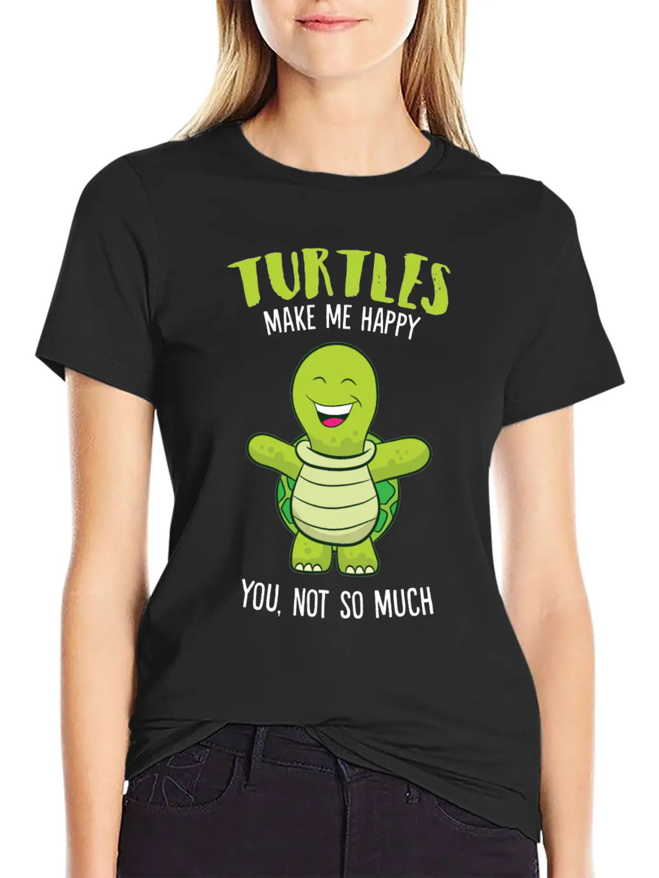 Turtles Make Me Happy Funny Turtle Relaxed Everyday Tee – Lightweight And Durable Cotton