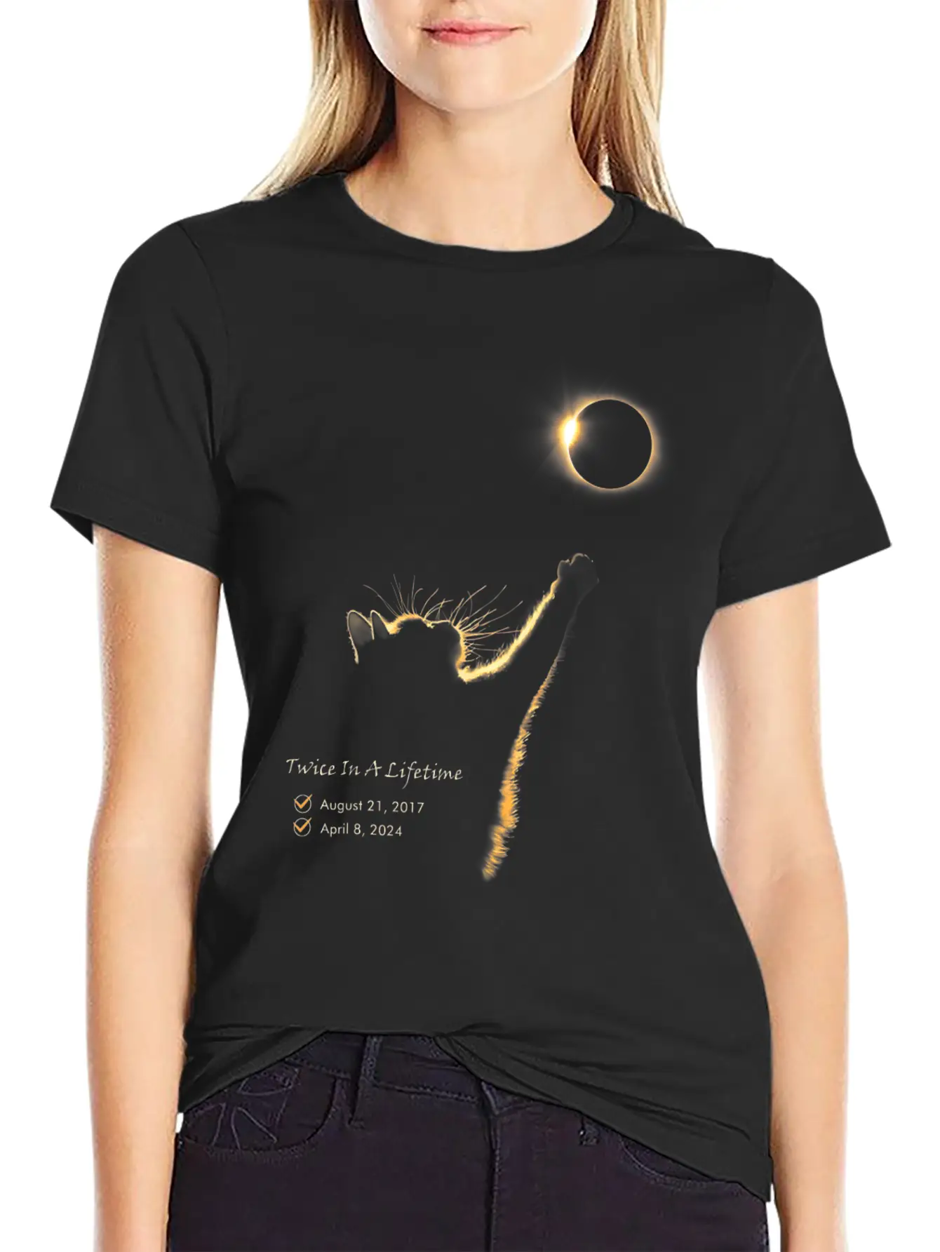 Twice In A Lifetime Total Solar Eclipse 2024 Timeless Short Sleeve Tee – Comfy And Minimalist Design