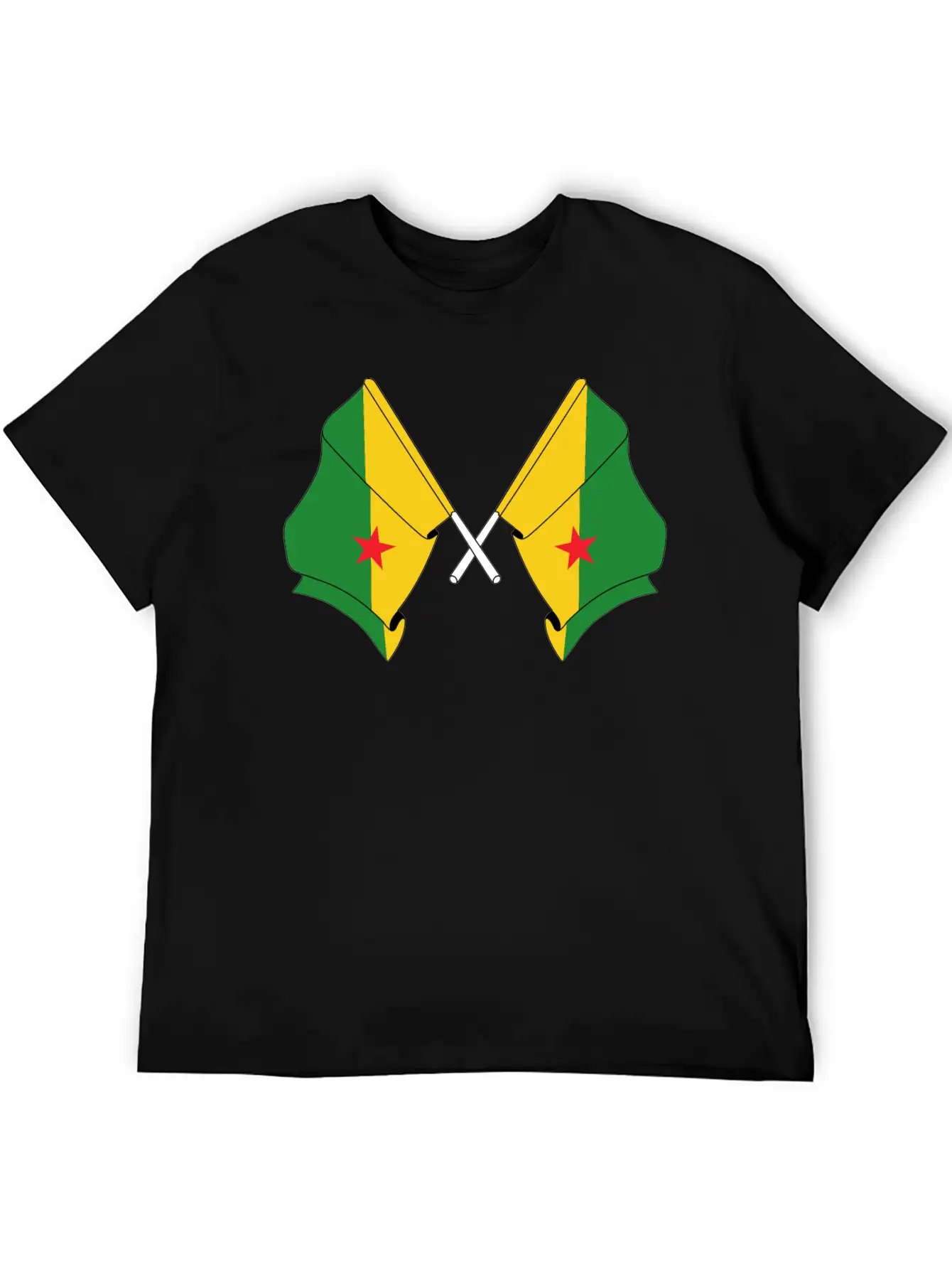 Two Crossed Flags Of French Guiana Relaxed Everyday Tee – Lightweight And Durable Cotton