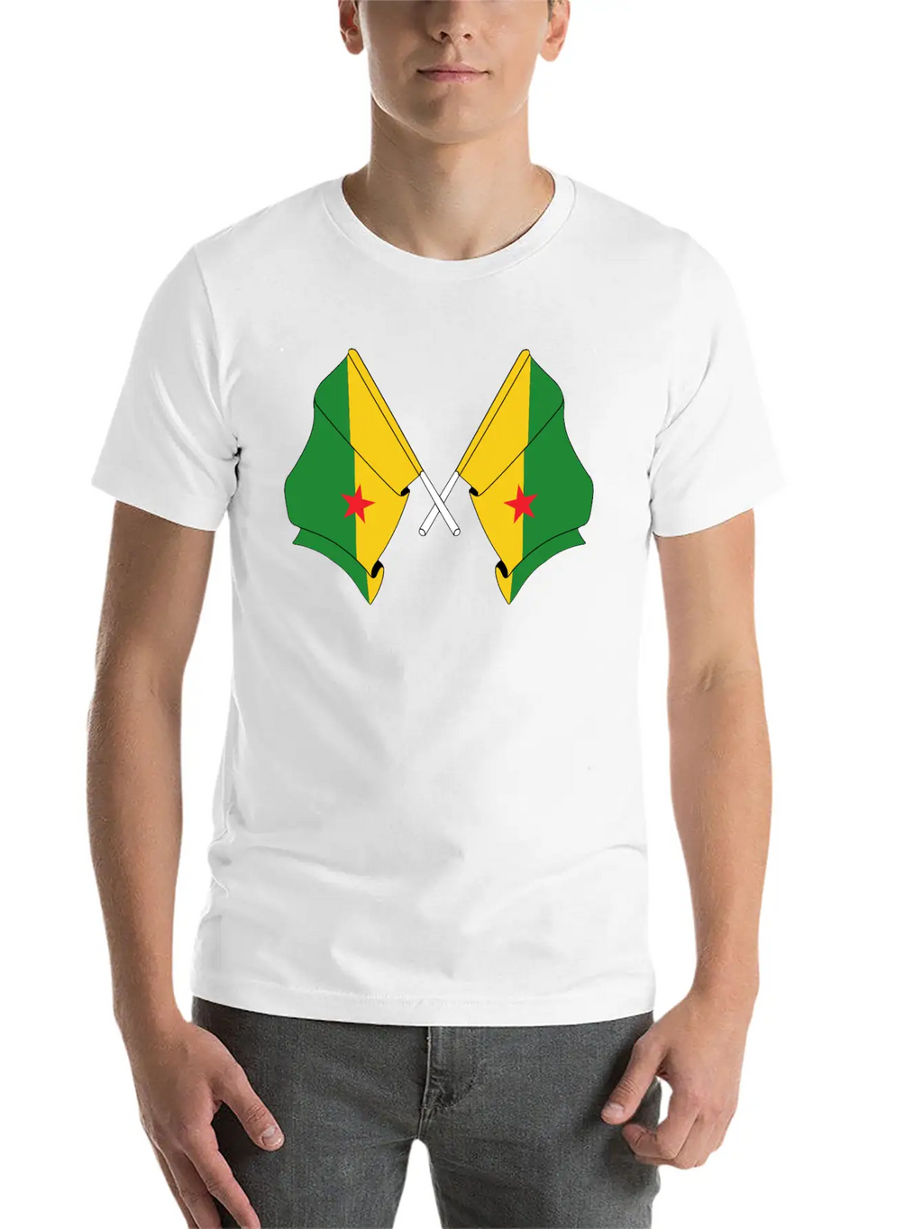Two Crossed Flags Of French Guiana Relaxed Everyday Tee – Lightweight And Durable Cotton