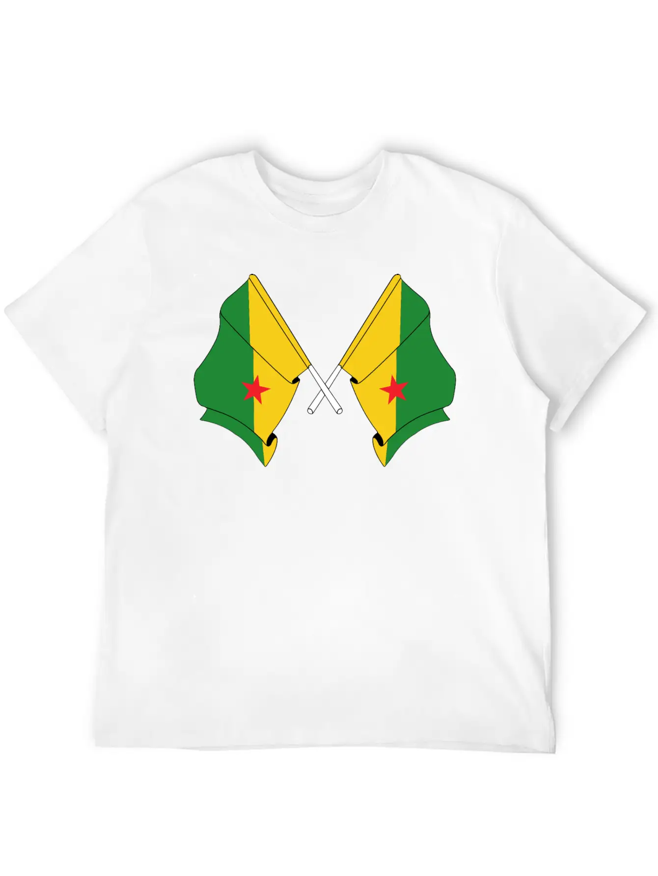 Two Crossed Flags Of French Guiana Relaxed Everyday Tee – Lightweight And Durable Cotton