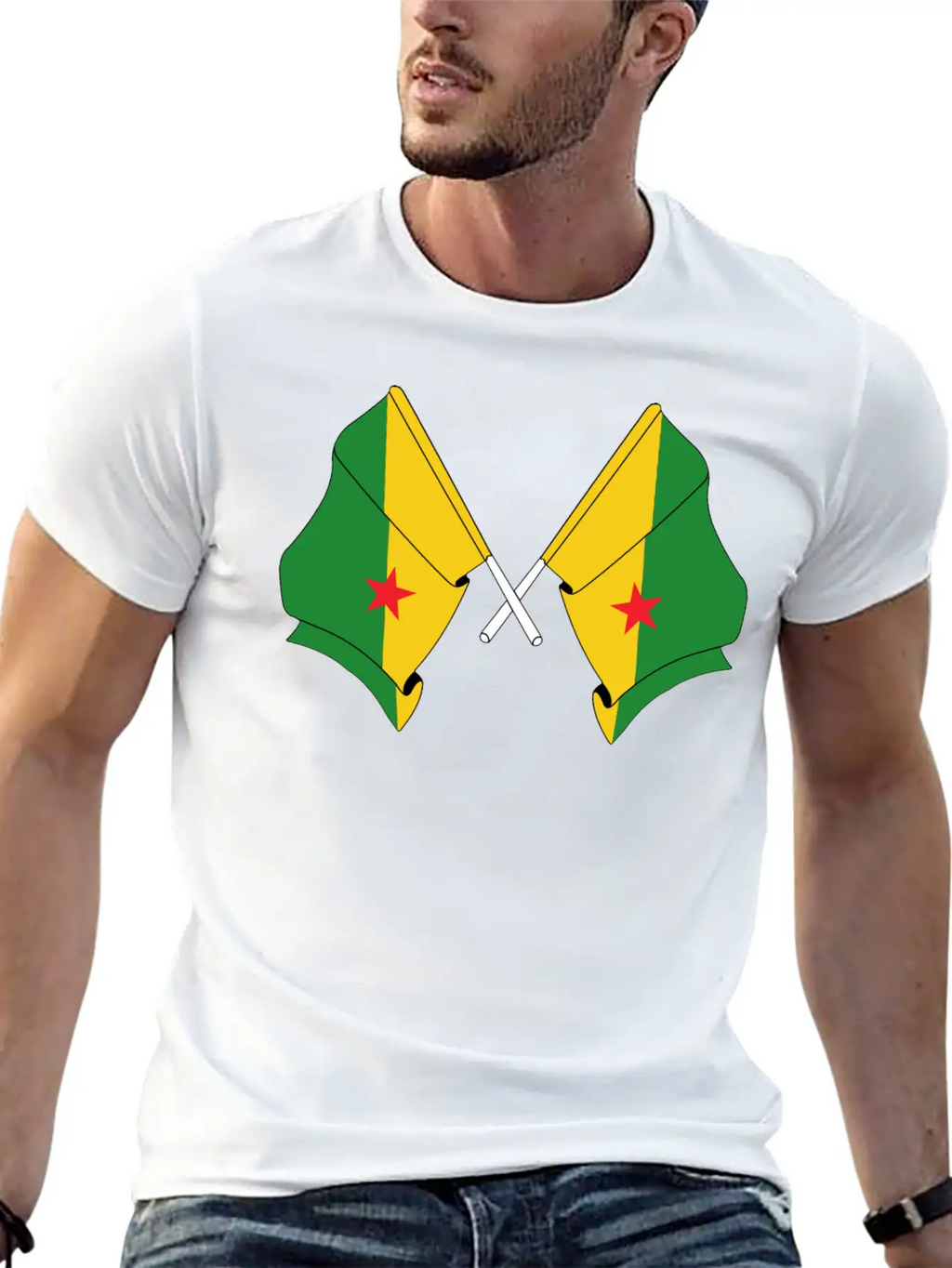 Two Crossed Flags Of French Guiana Relaxed Everyday Tee – Lightweight And Durable Cotton