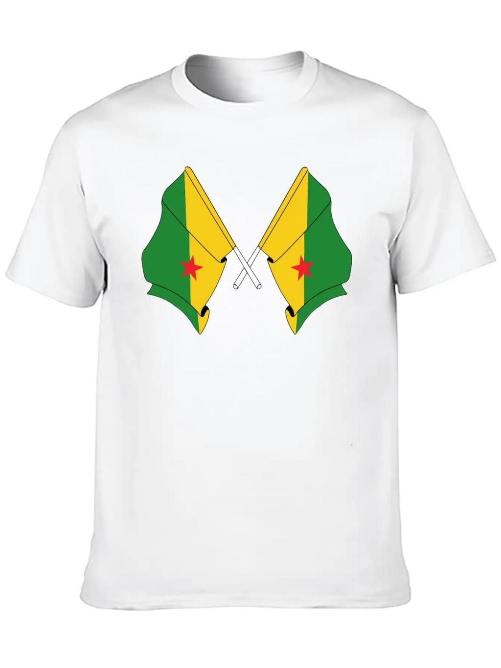 Two Crossed Flags Of French Guiana Relaxed Everyday Tee – Lightweight And Durable Cotton