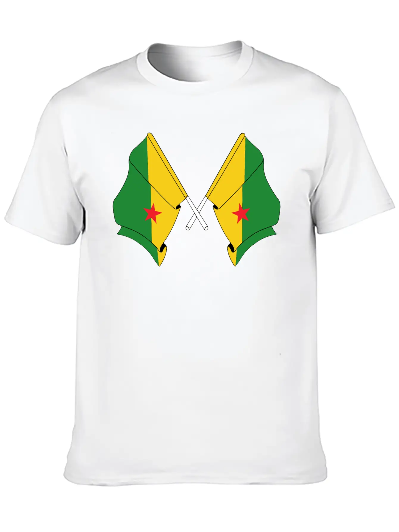 Two Crossed Flags Of French Guiana Relaxed Everyday Tee – Lightweight And Durable Cotton