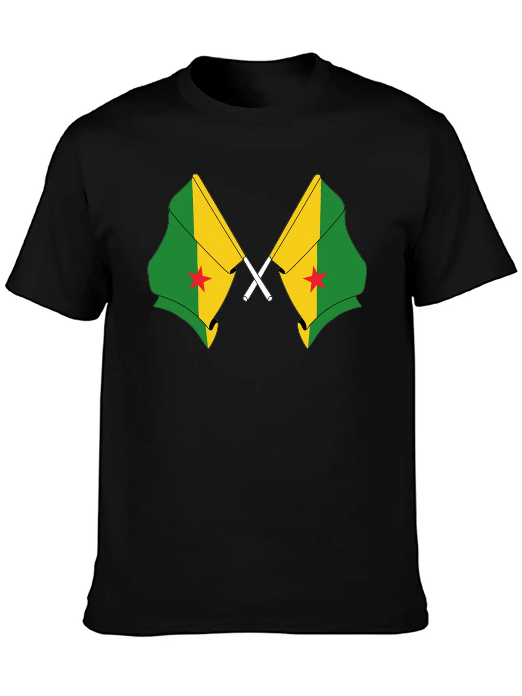 Two Crossed Flags Of French Guiana Relaxed Everyday Tee – Lightweight And Durable Cotton