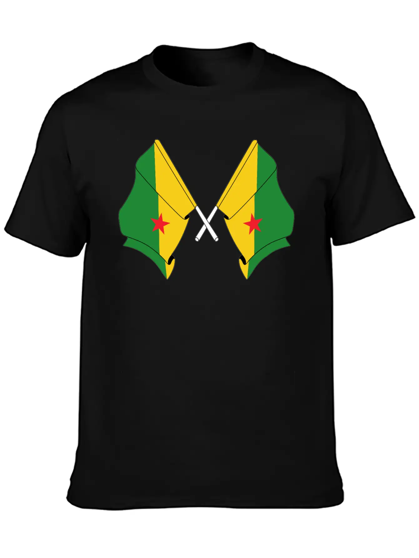 Two Crossed Flags Of French Guiana Relaxed Everyday Tee – Lightweight And Durable Cotton