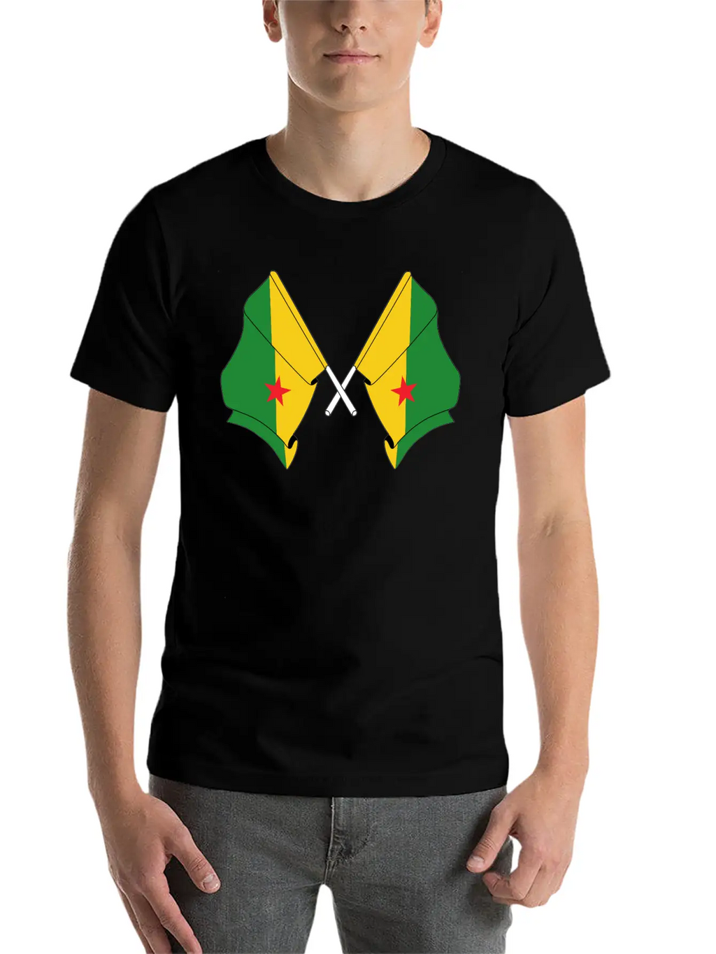 Two Crossed Flags Of French Guiana Relaxed Everyday Tee – Lightweight And Durable Cotton