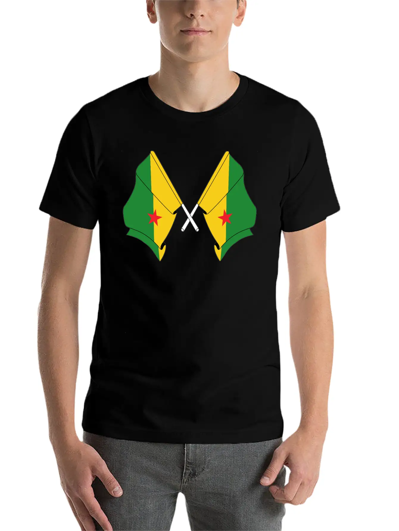 Two Crossed Flags Of French Guiana Relaxed Everyday Tee – Lightweight And Durable Cotton