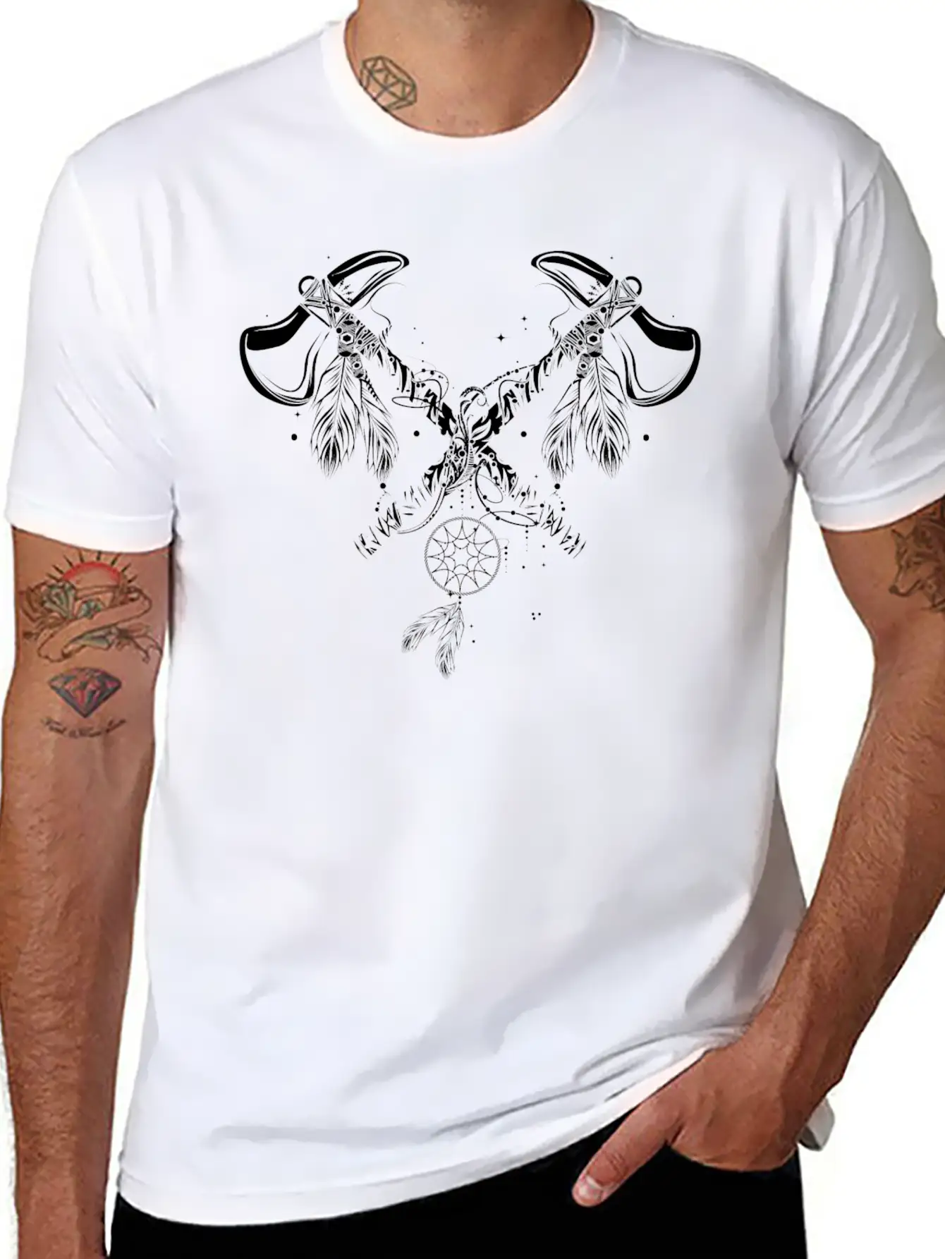 Two Crossed Tomahawks Basic Graphic T-Shirt – Daily Comfort In Soft Cotton