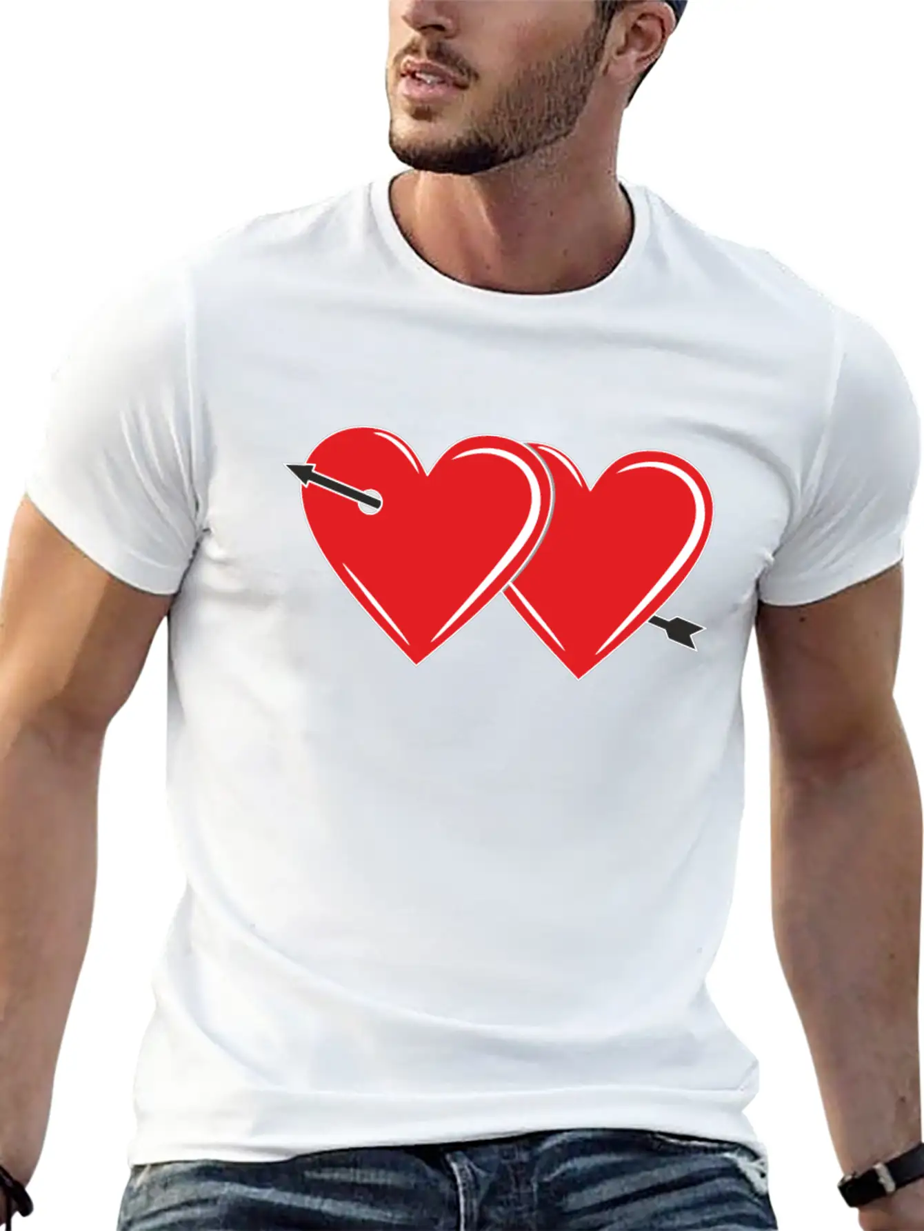 TWO HEARTS WITH ARROW Breathable Graphic T-Shirt – Perfect For Casual Days