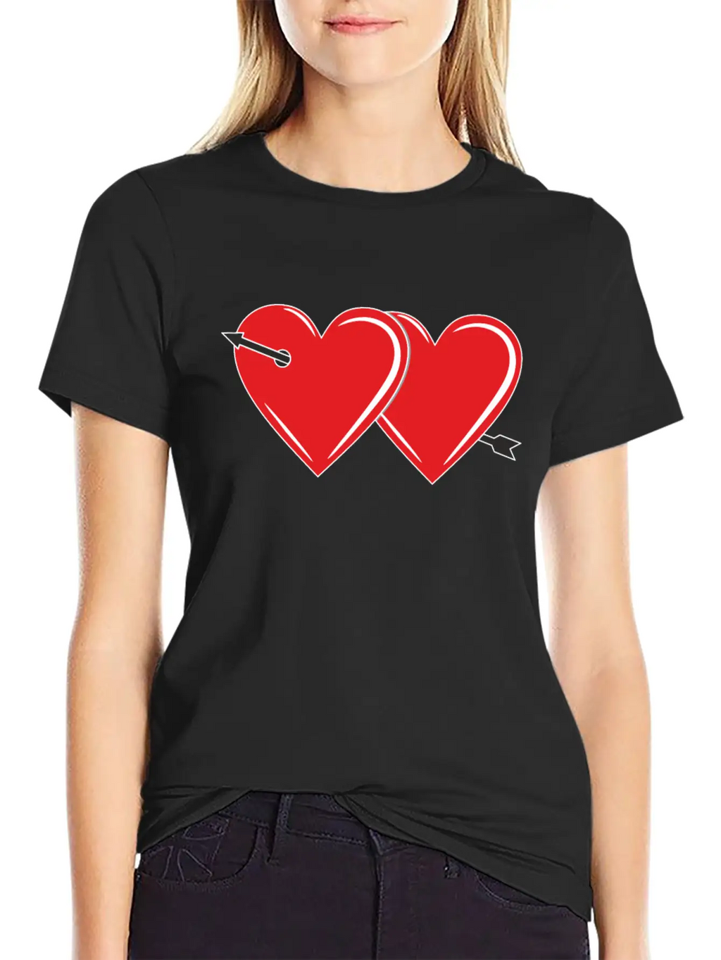 TWO HEARTS WITH ARROW Breathable Graphic T-Shirt – Perfect For Casual Days