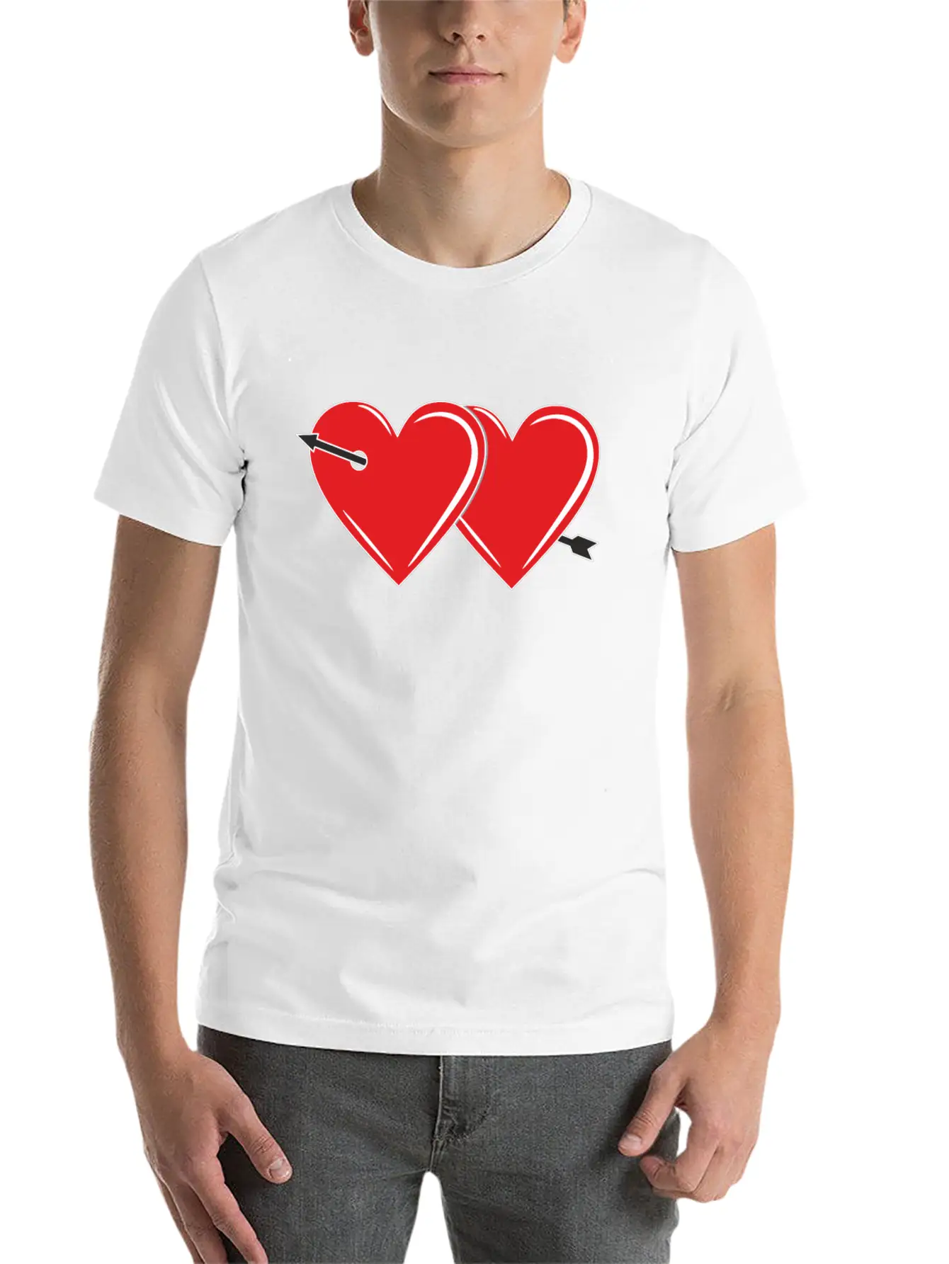 TWO HEARTS WITH ARROW Breathable Graphic T-Shirt – Perfect For Casual Days