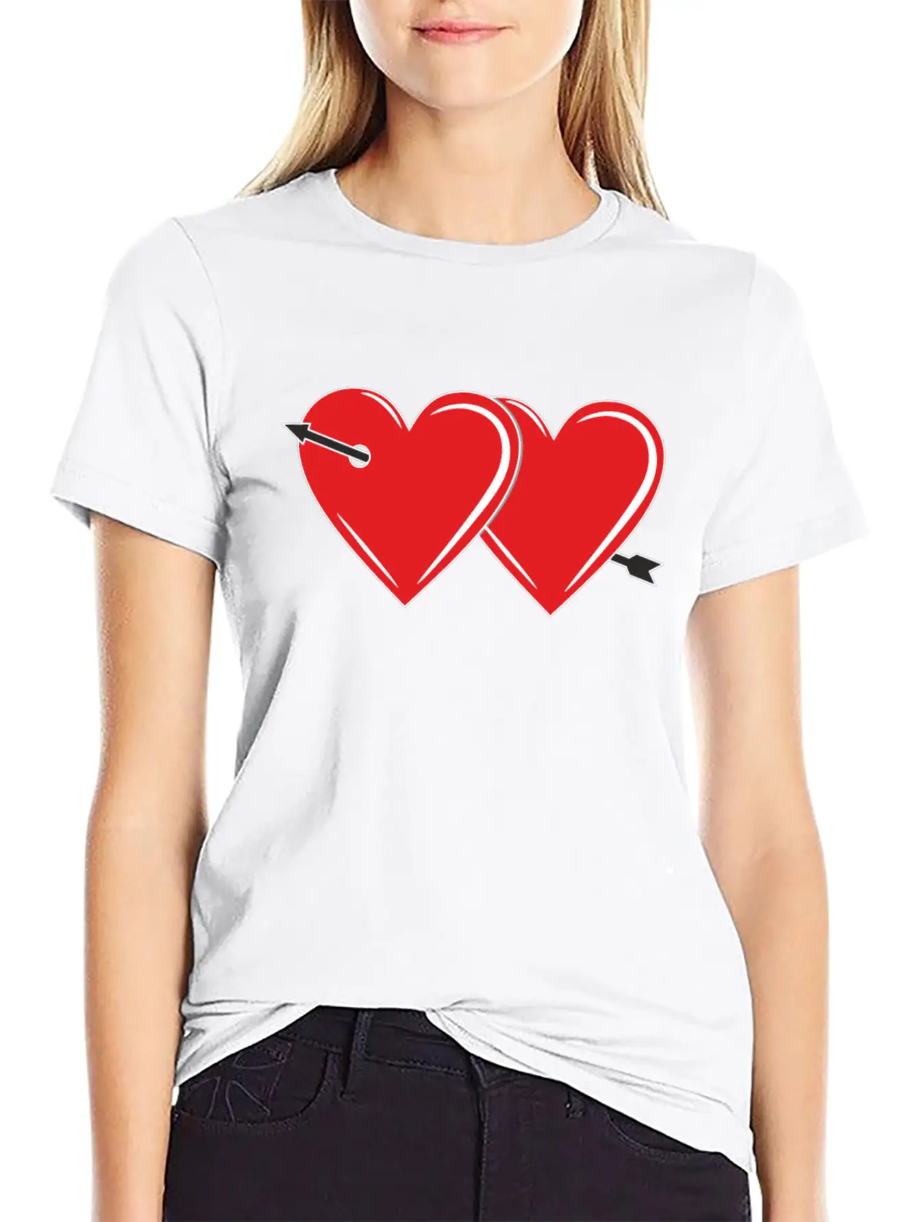 TWO HEARTS WITH ARROW Breathable Graphic T-Shirt – Perfect For Casual Days