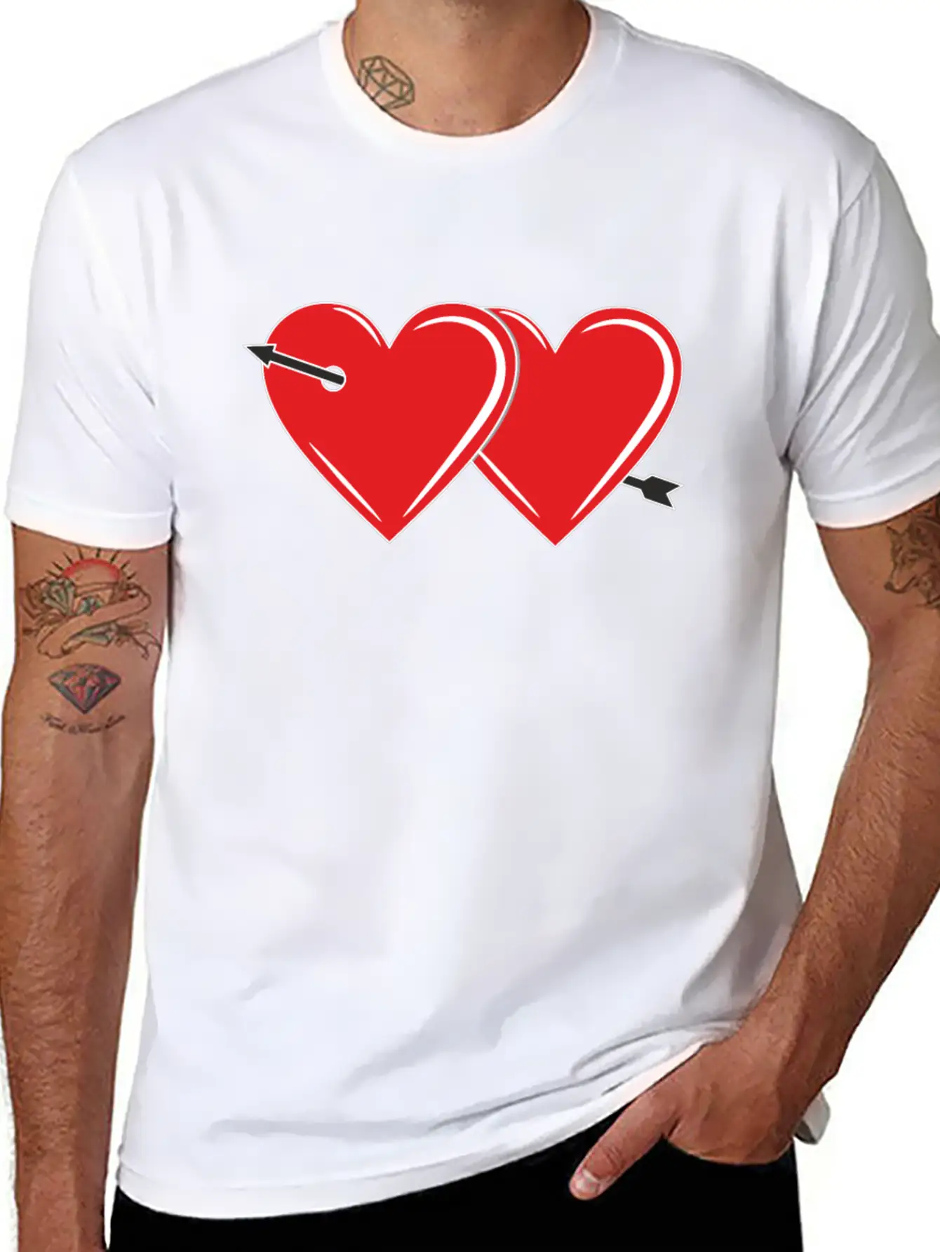 TWO HEARTS WITH ARROW Breathable Graphic T-Shirt – Perfect For Casual Days