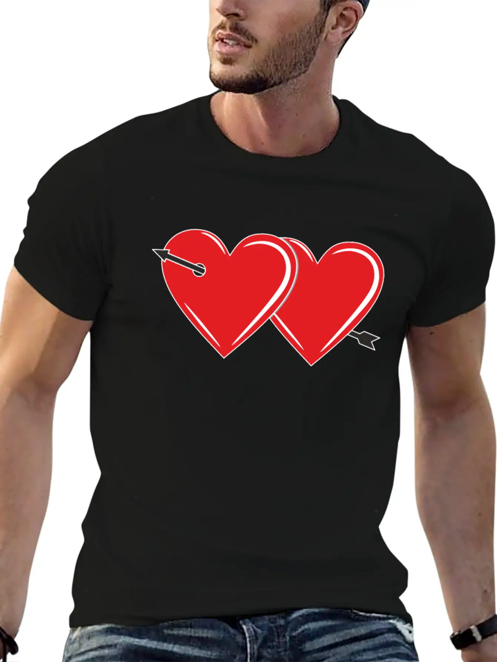 TWO HEARTS WITH ARROW Breathable Graphic T-Shirt – Perfect For Casual Days