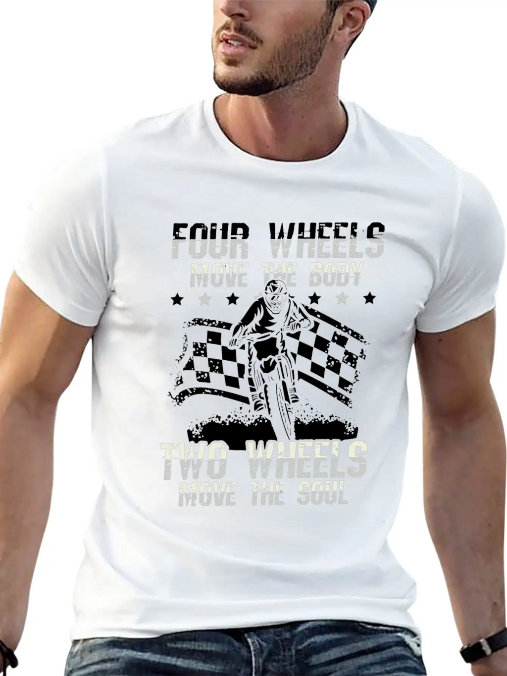 Two Wheels Move Your Soul | Bikers Gift Breathable Soft Cotton T-Shirt – Timeless Casual Look