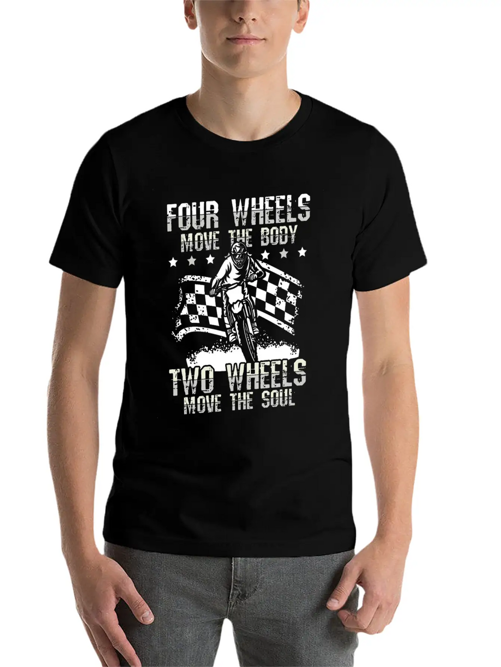 Two Wheels Move Your Soul | Bikers Gift Breathable Soft Cotton T-Shirt – Timeless Casual Look