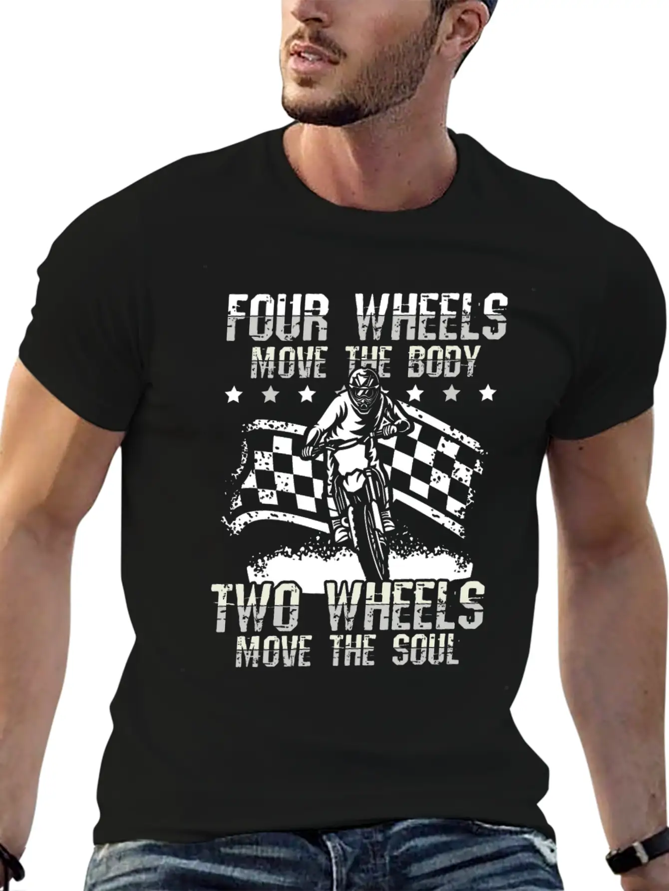 Two Wheels Move Your Soul | Bikers Gift Breathable Soft Cotton T-Shirt – Timeless Casual Look