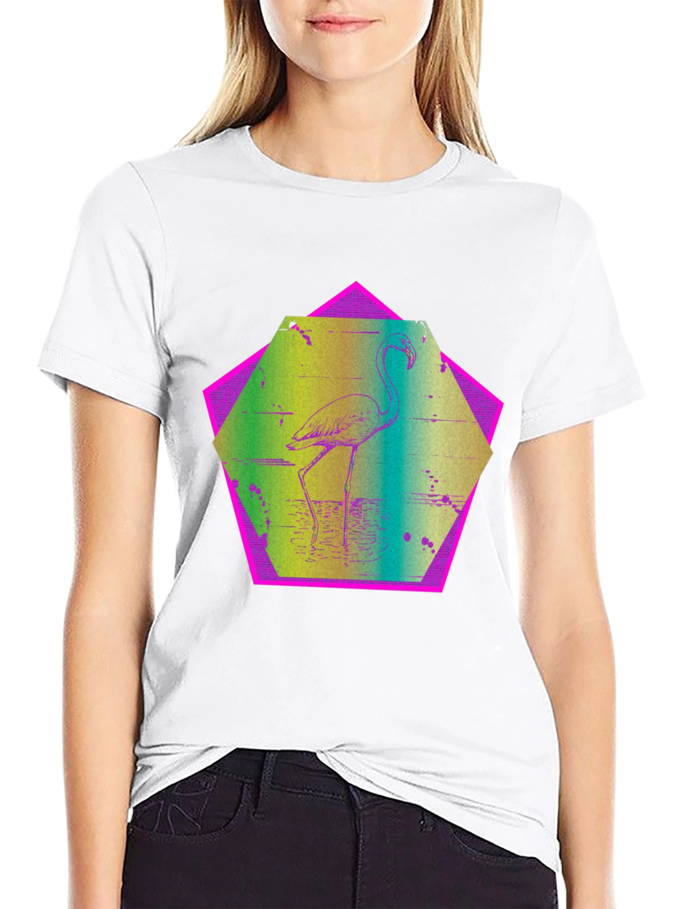 Retro Flamingo T-Shirt - Black Graphic Tee