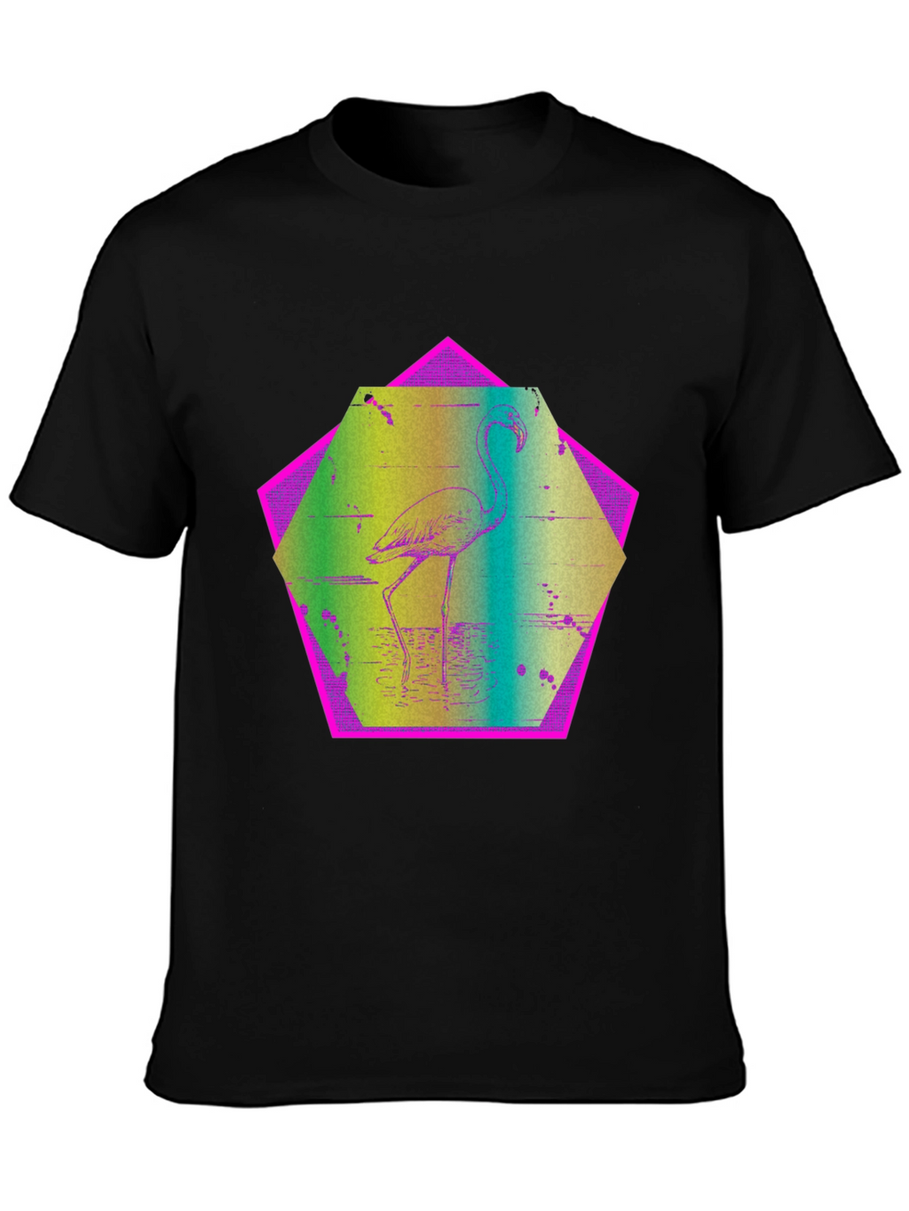 Retro Flamingo T-Shirt - Black Graphic Tee