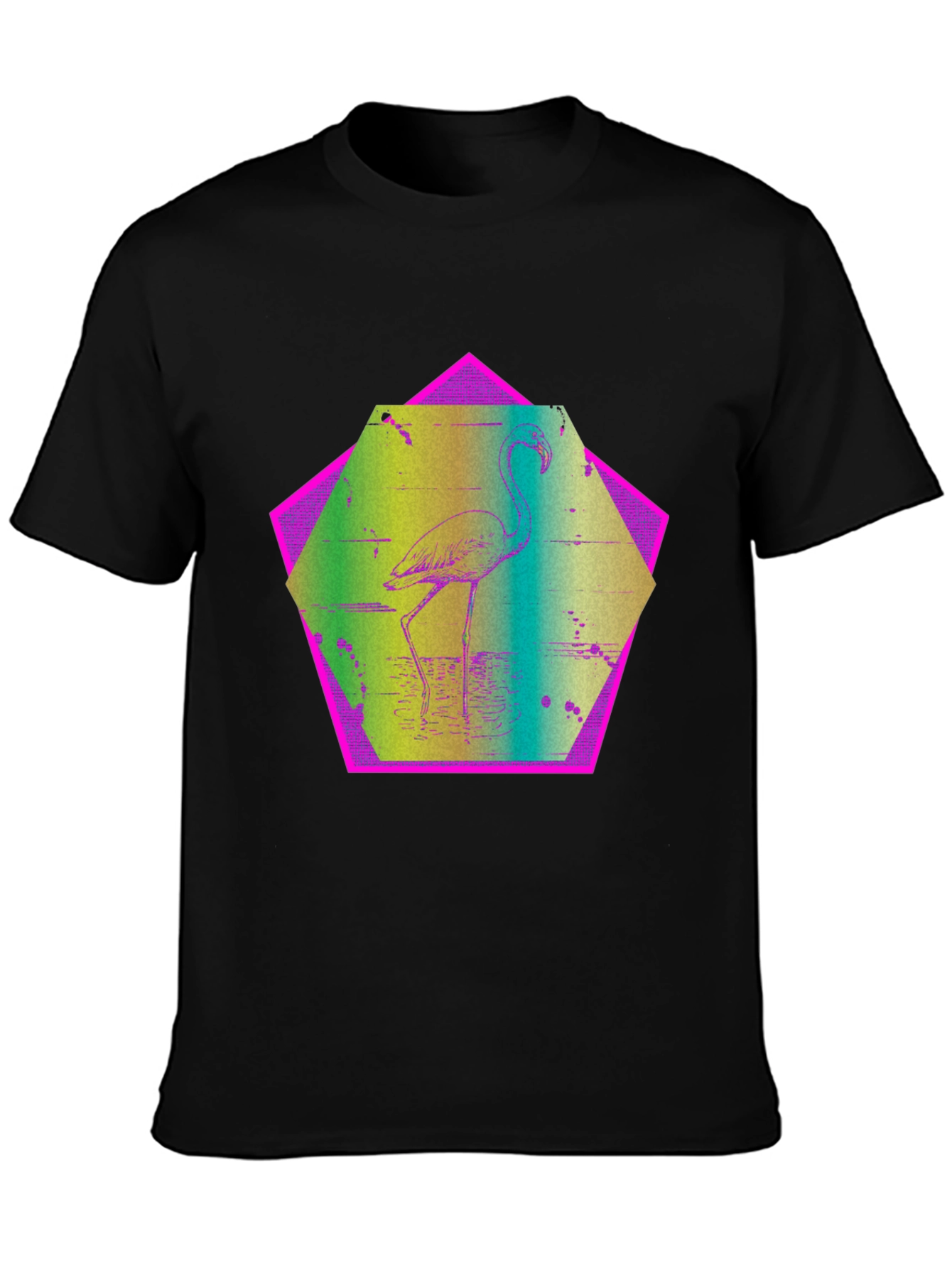 Retro Flamingo T-Shirt - Black Graphic Tee