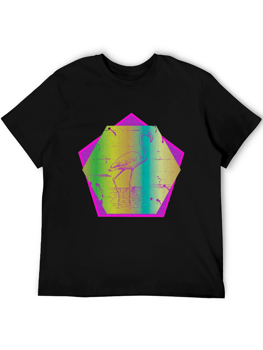 Retro Flamingo T-Shirt - Black Graphic Tee
