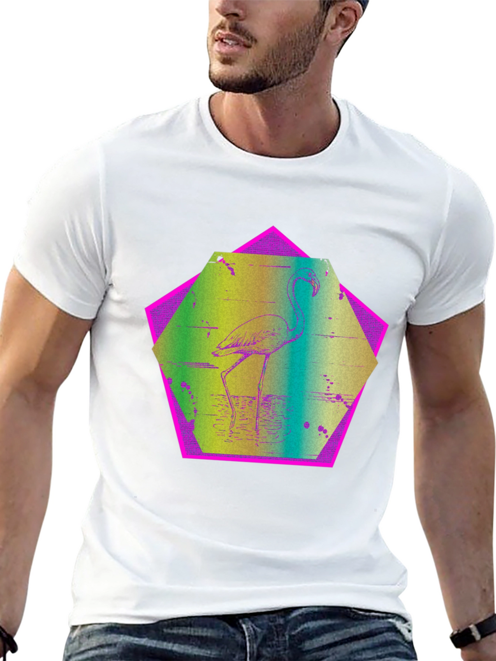 Retro Flamingo T-Shirt - Black Graphic Tee