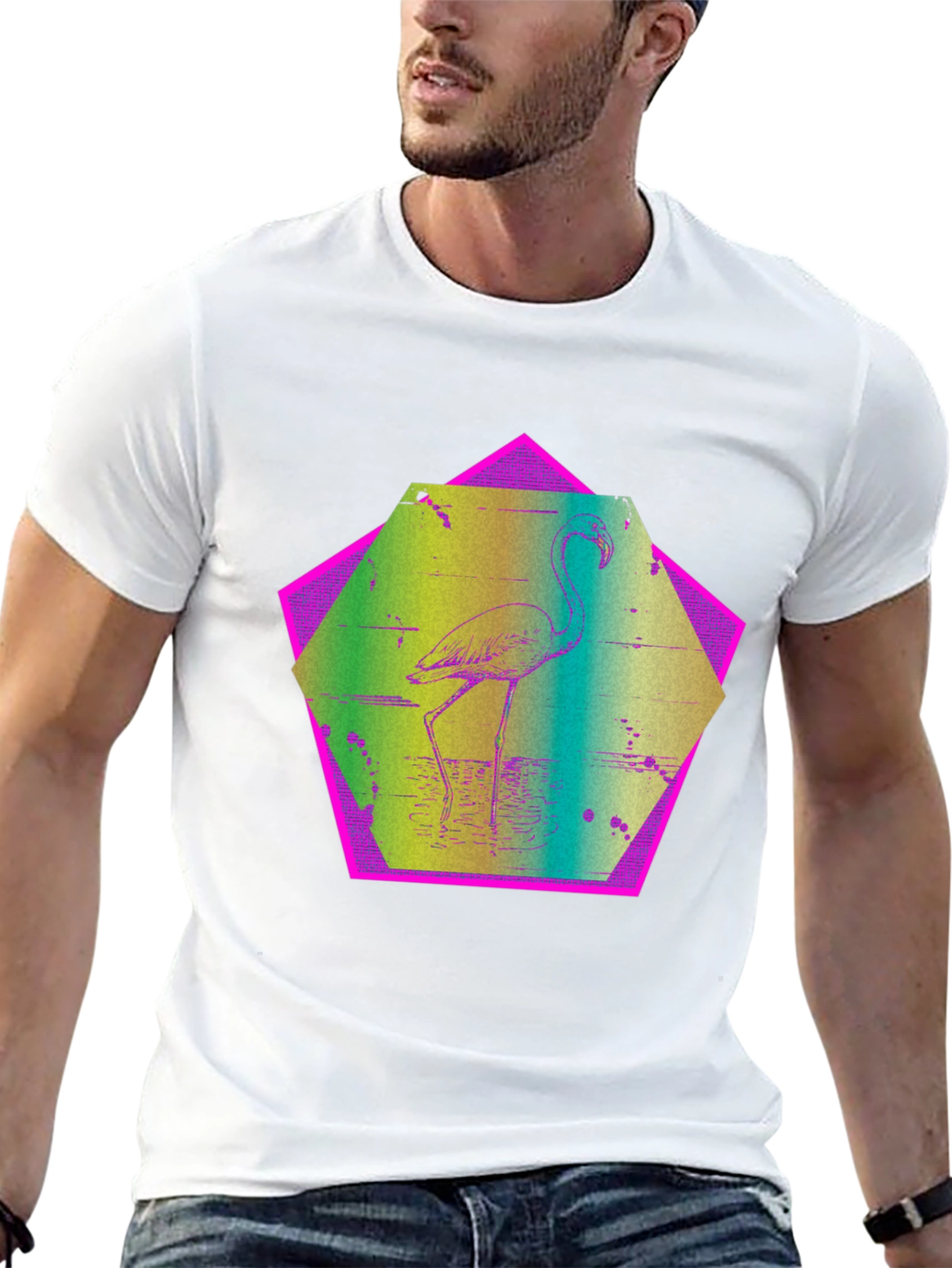 Retro Flamingo T-Shirt - Black Graphic Tee