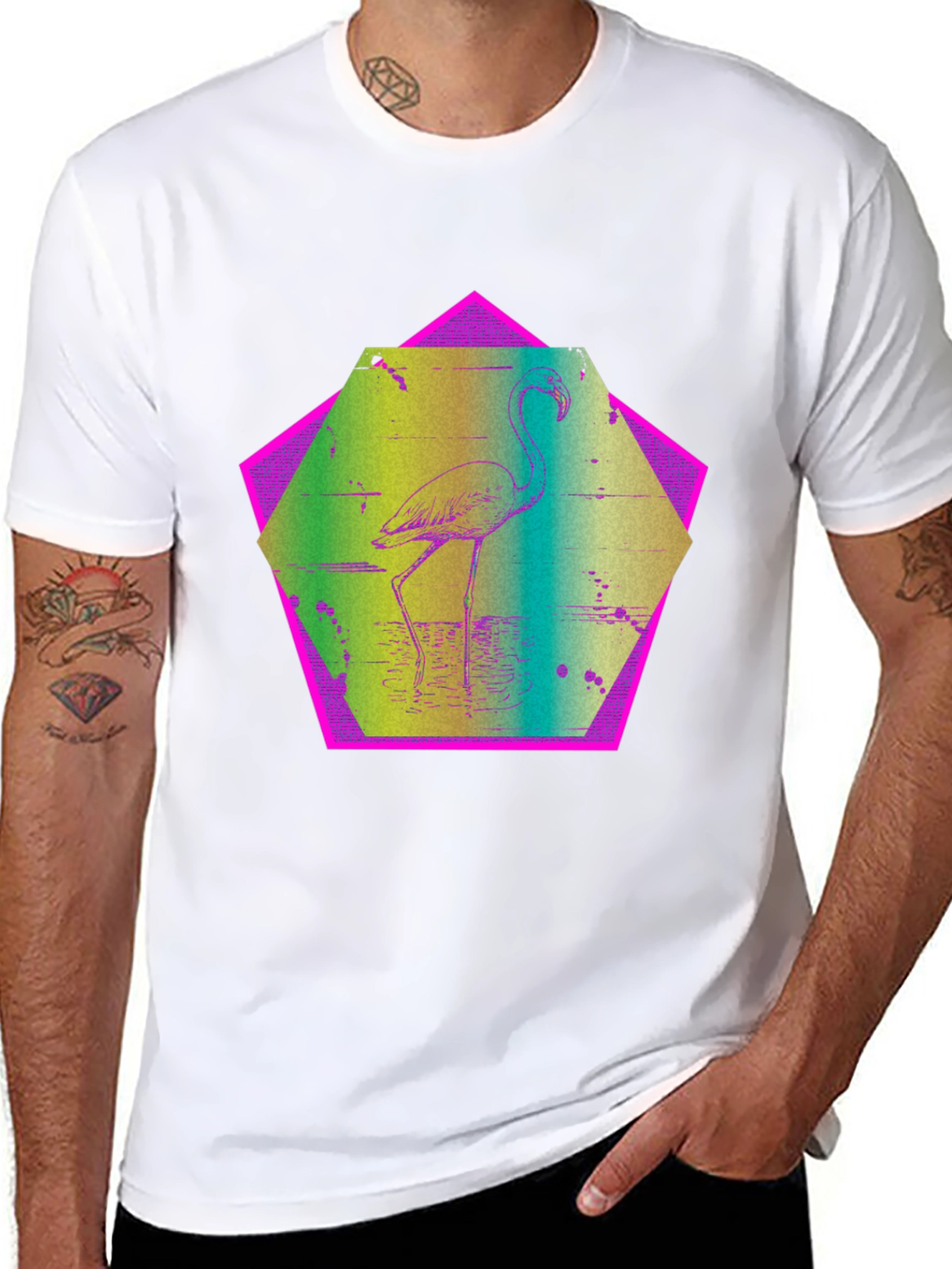 Retro Flamingo T-Shirt - Black Graphic Tee