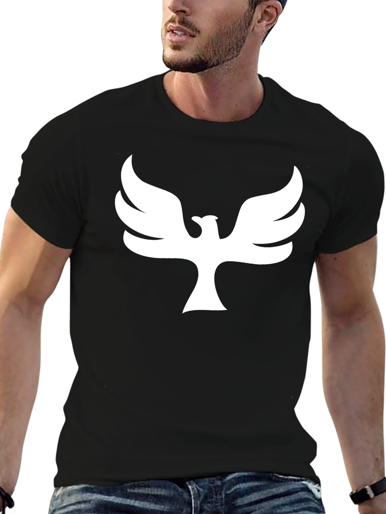 Phoenix Graphic Print T-Shirt - Black