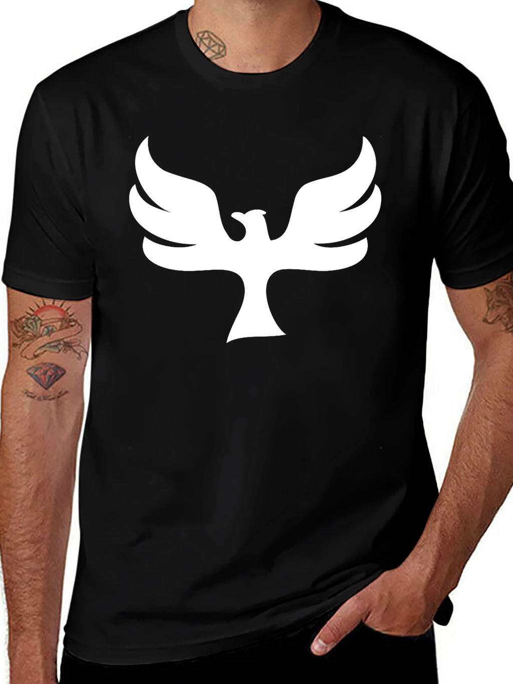 Phoenix Graphic Print T-Shirt - Black