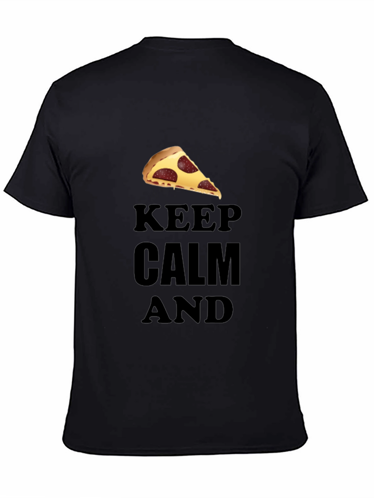 Keep Calm & Eat Pizza T-Shirt - Black Crew Neck