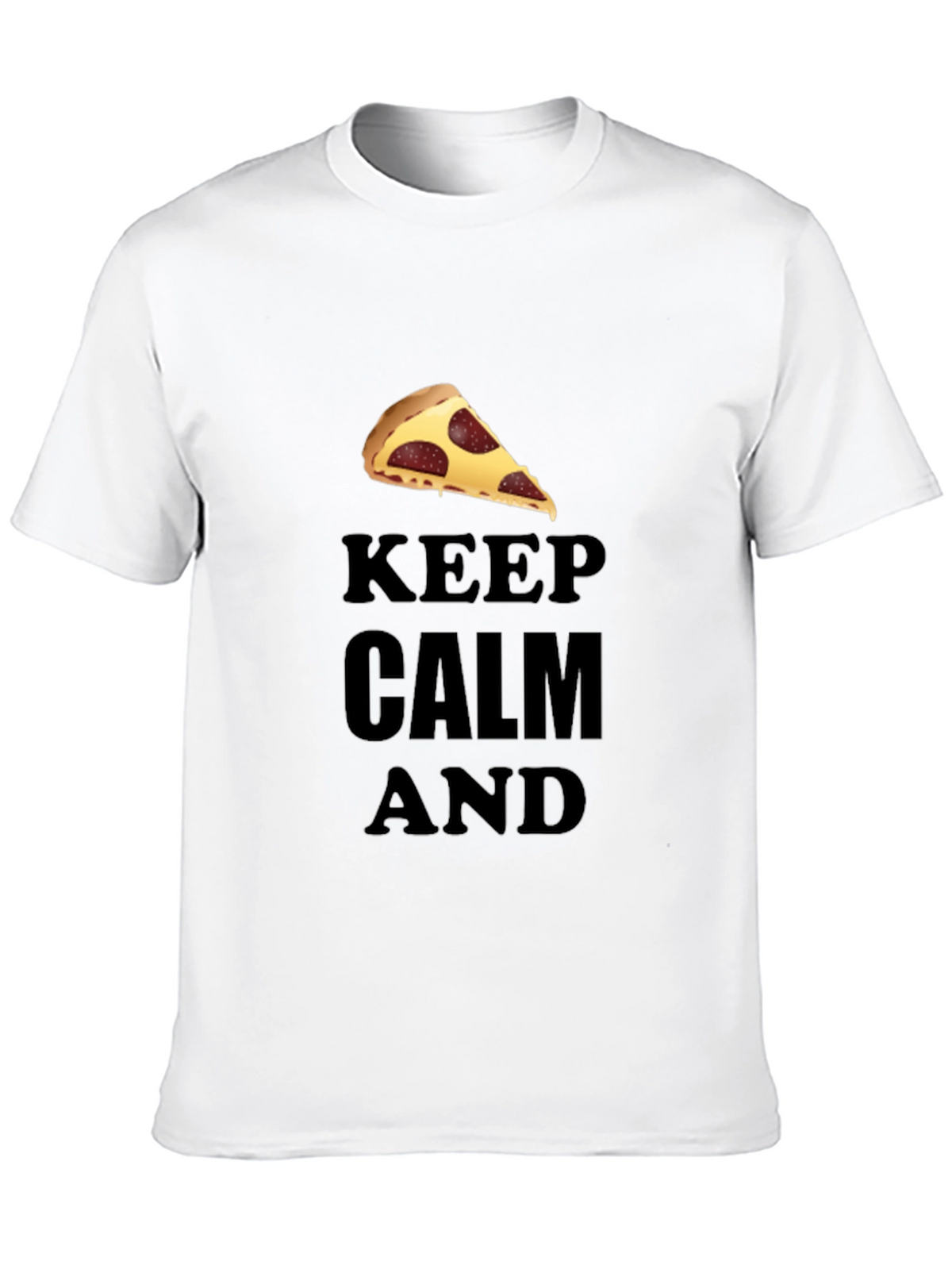 Keep Calm & Eat Pizza T-Shirt - Black Crew Neck